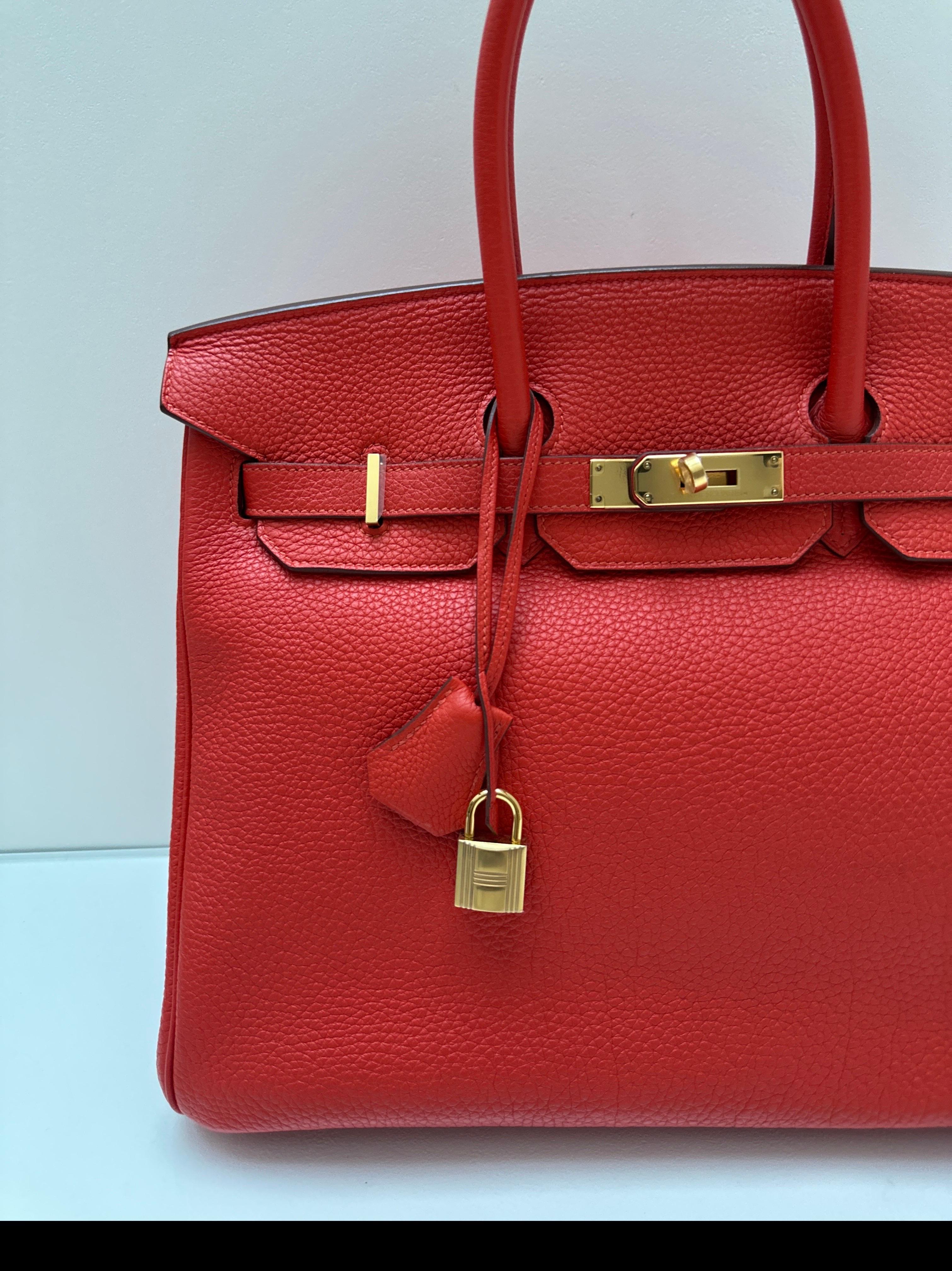 Red Hermes Rouge Pivoine Birkin 35 Bag