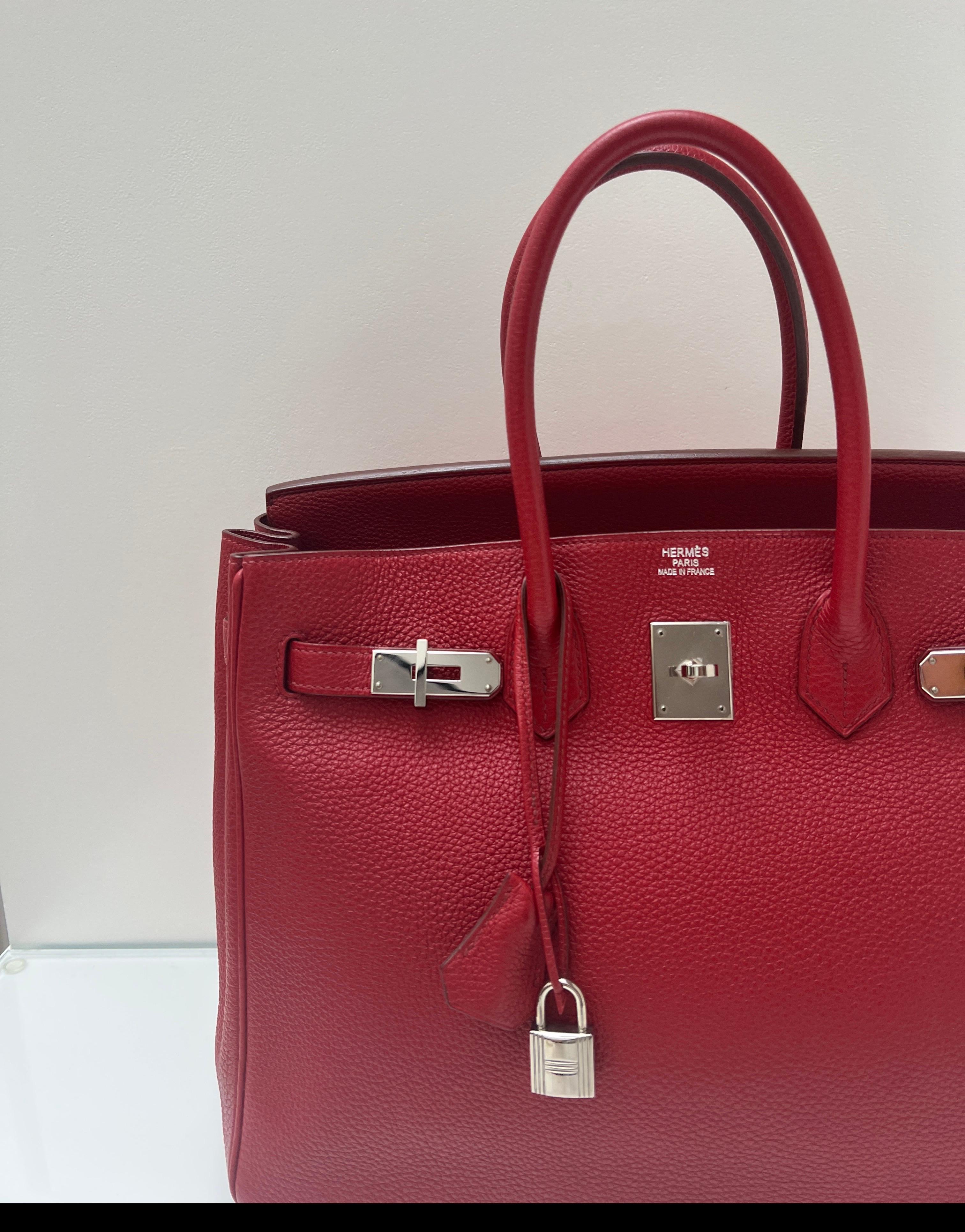 Brown Hermes Rouge Casaque Birkin 35 Bag For Sale