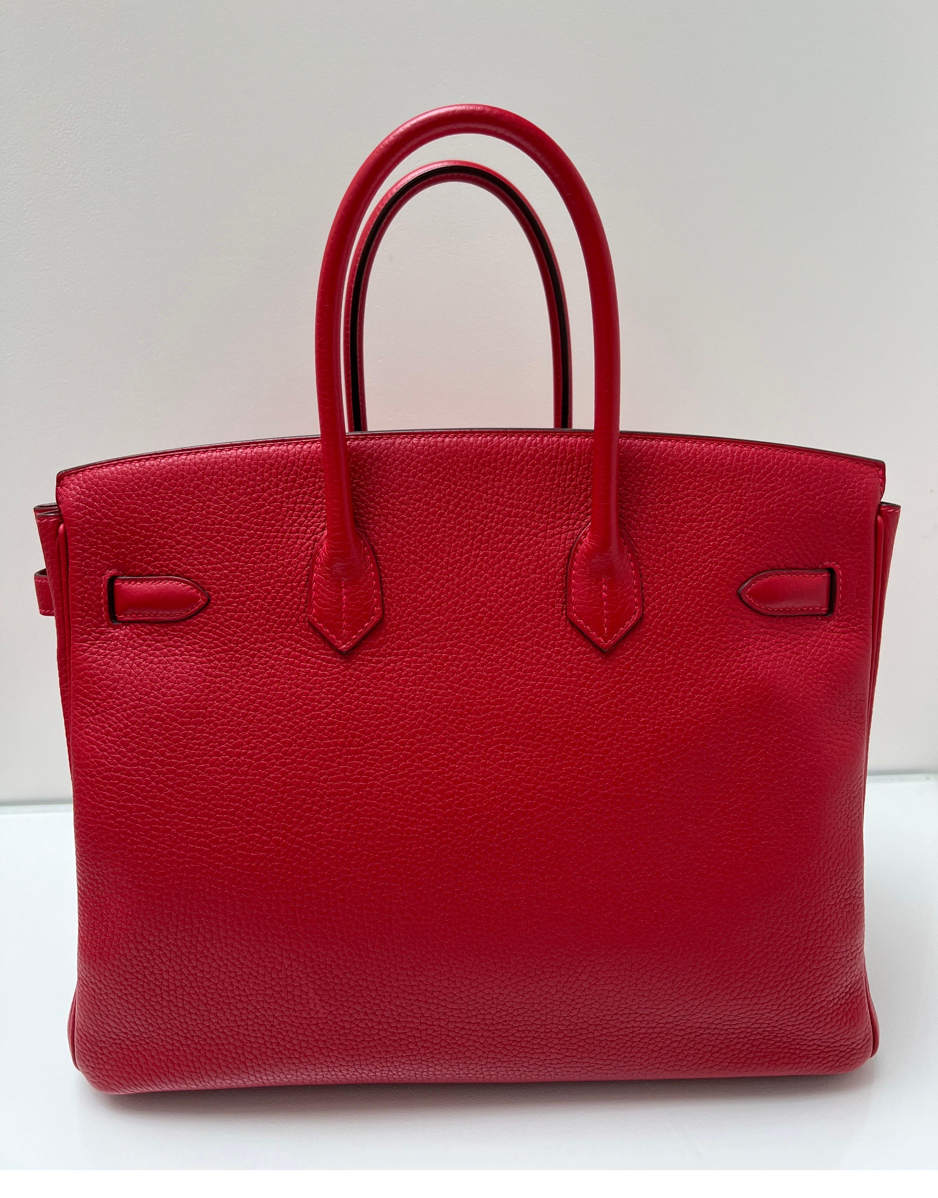 Hermes Rouge Casaque Birkin 35 Bag In Excellent Condition In Athens, GA