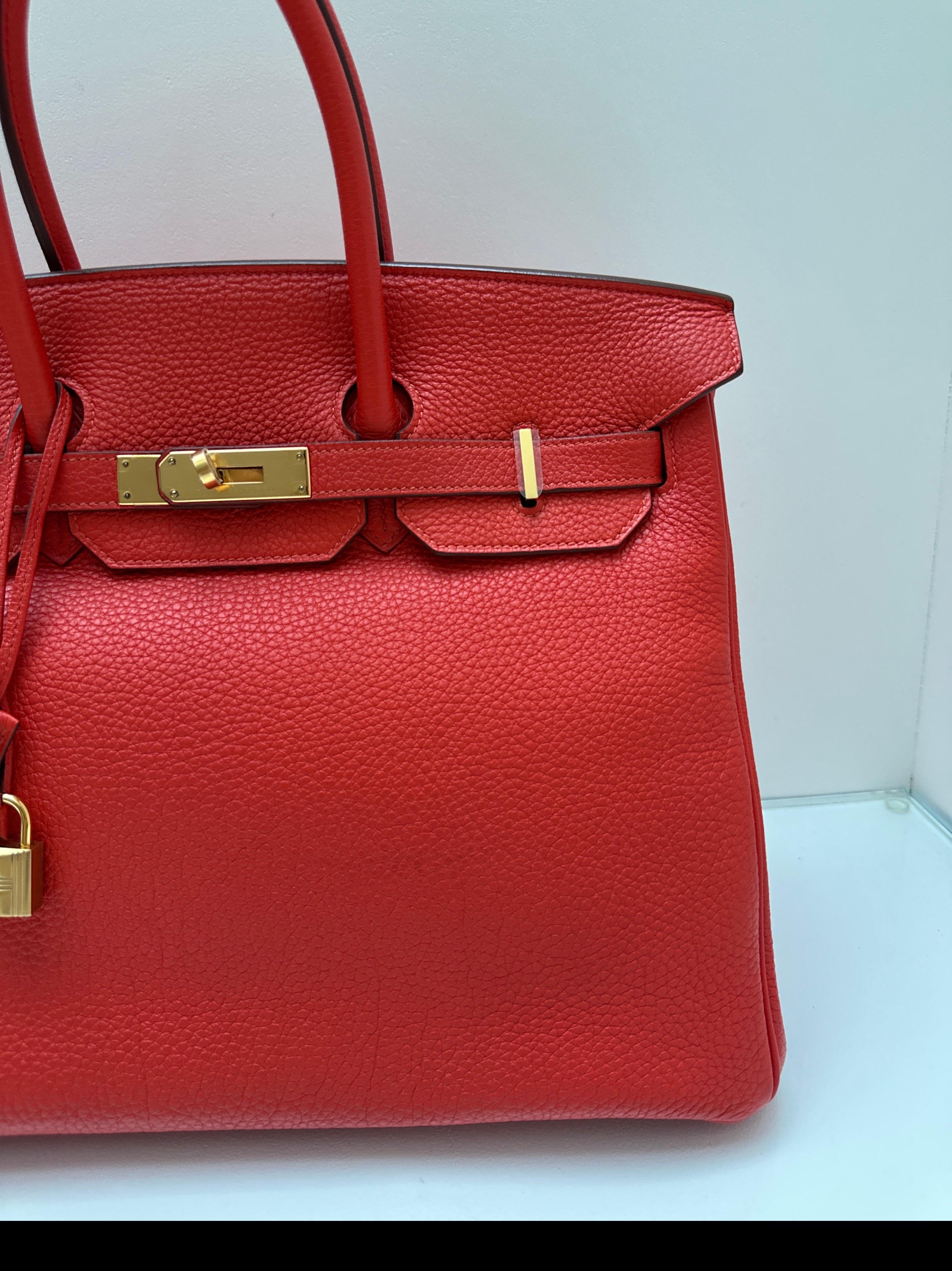 Hermes Rouge Pivoine Birkin 35 Bag In Excellent Condition In Athens, GA