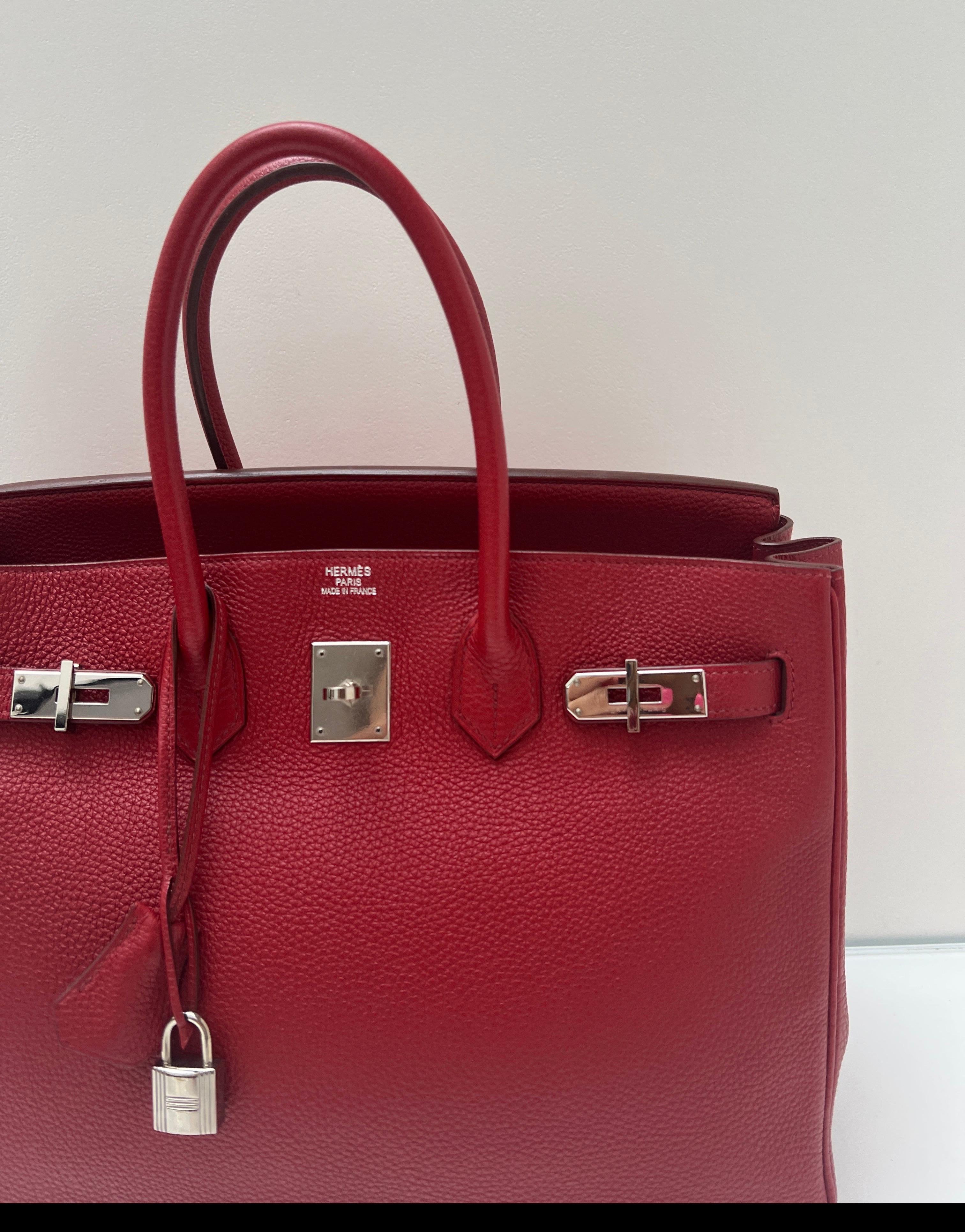 Hermes Rouge Casaque Birkin 35 Bag In Excellent Condition For Sale In Athens, GA