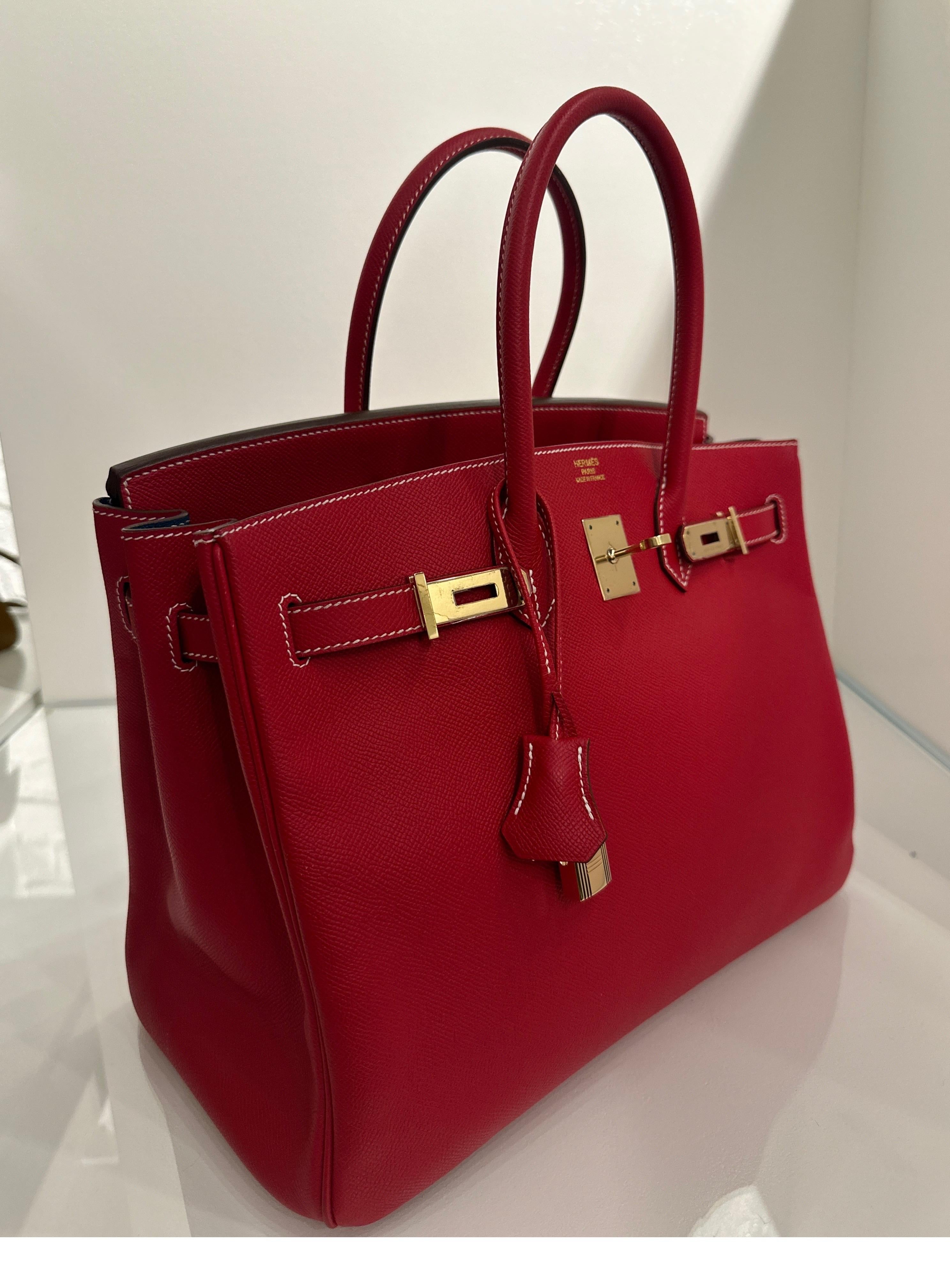 Women's or Men's Hermes Rouge Casaque Birkin 35 Bag