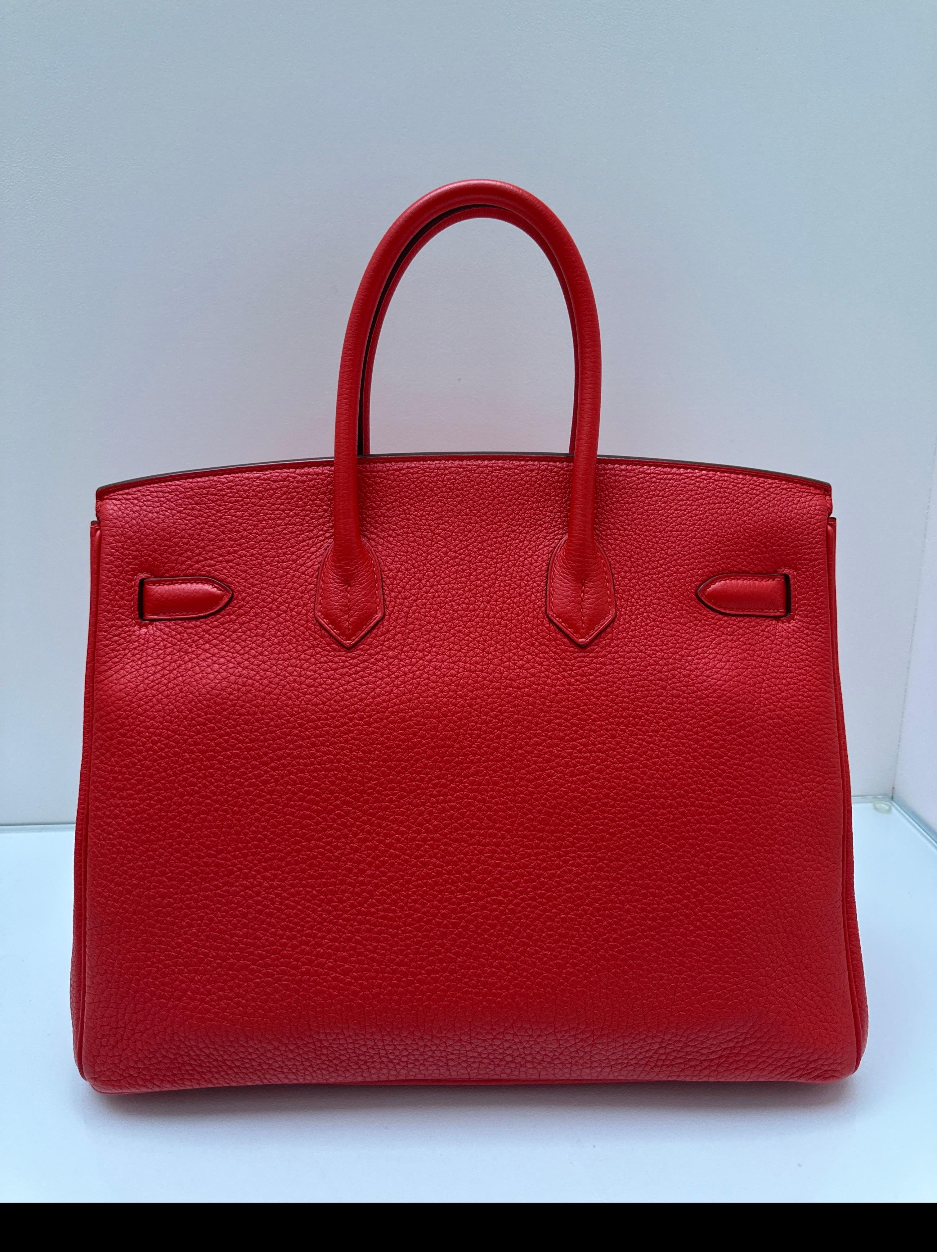 Women's or Men's Hermes Rouge Pivoine Birkin 35 Bag