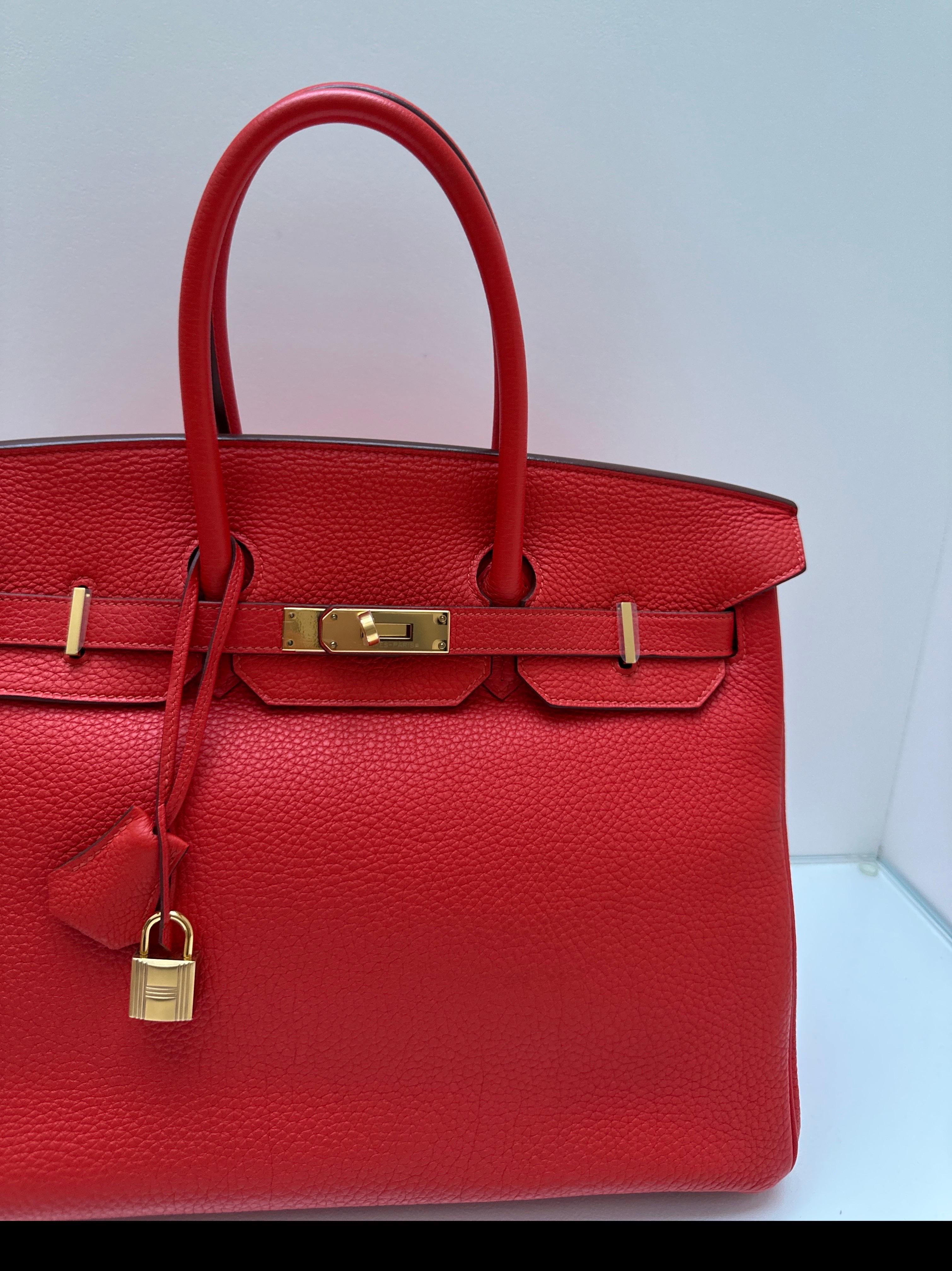 Hermes Rouge Pivoine Birkin 35 Bag 3