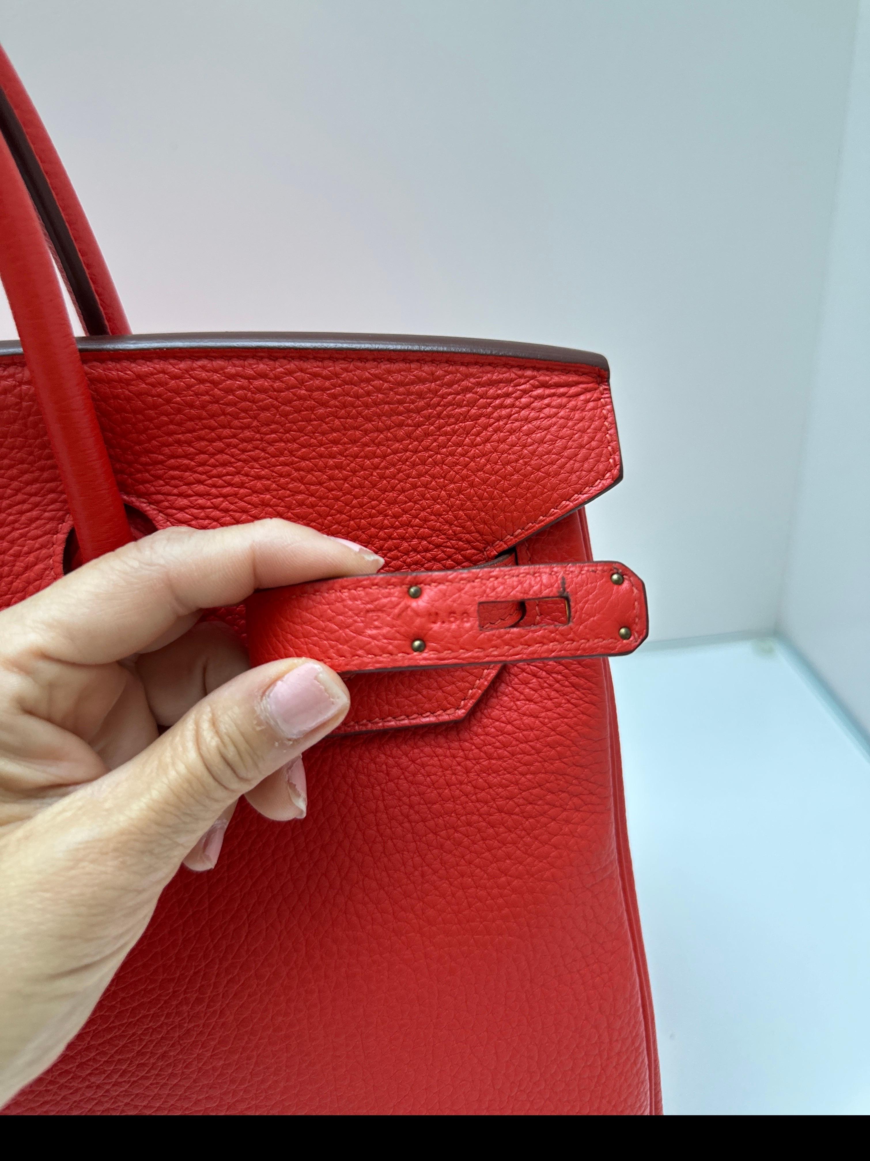 Hermes Rouge Pivoine Birkin 35 Bag 4
