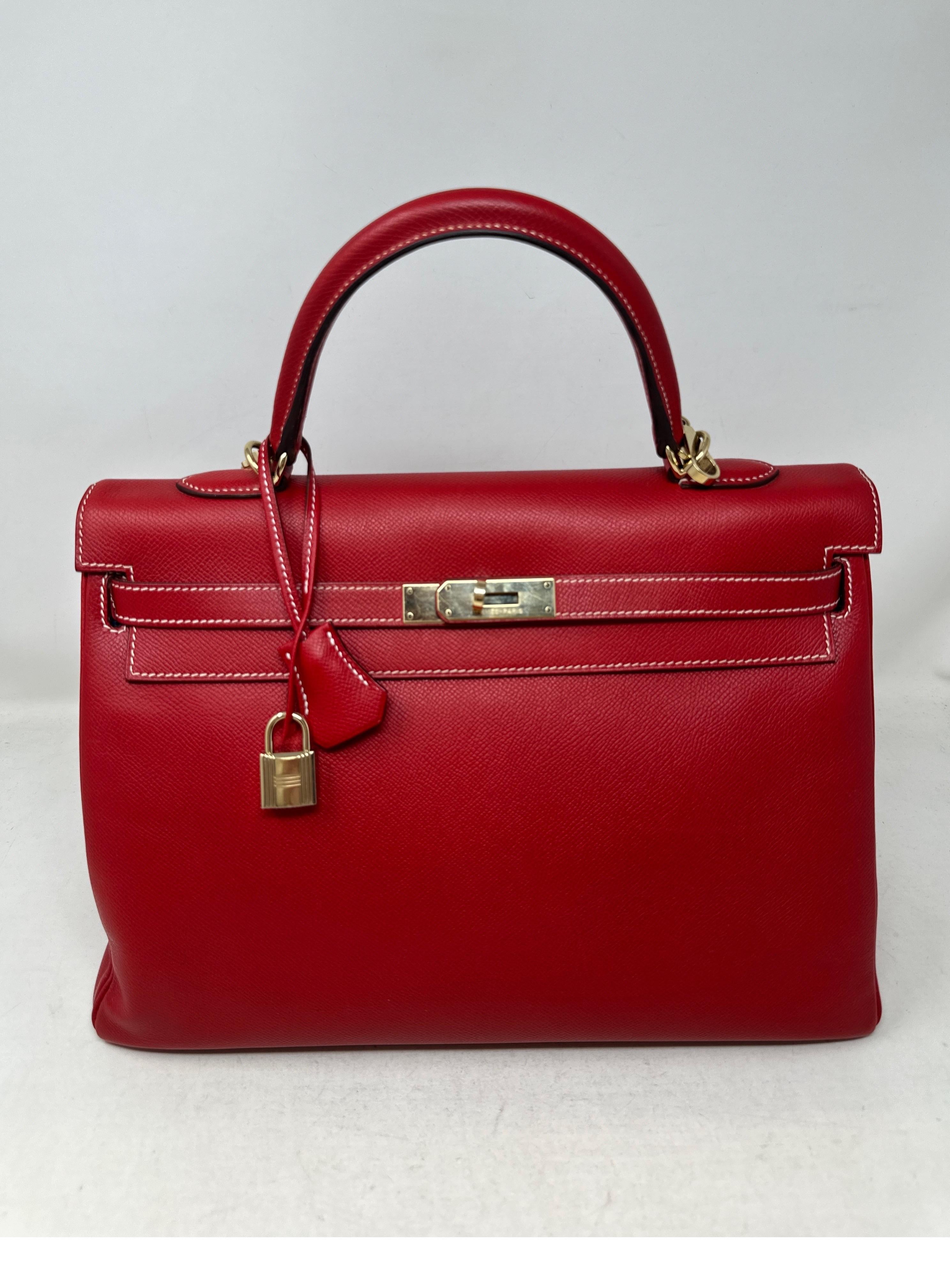 Hermes Rouge Casaque Candy Kelly 35 Bag  For Sale 11