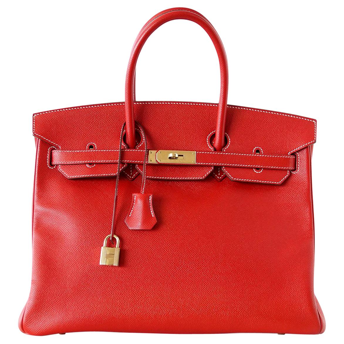 Hermes Rouge Casaque Candy Limited Edition Epsom Birkin 35 Bag 