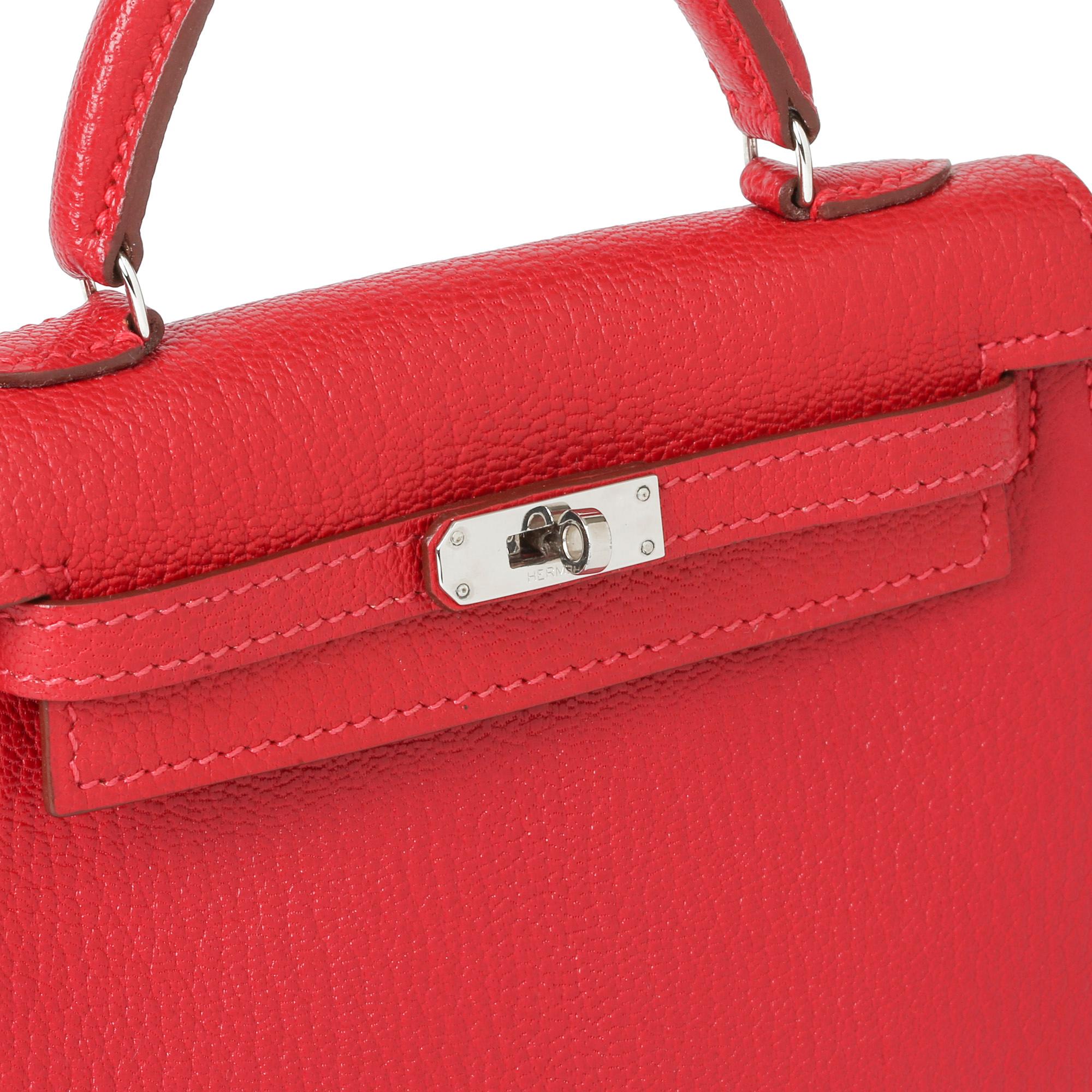 Hermès Rouge Casaque Chevre Mysore Pelle Ordine speciale HSS Kelly 15cm Sellier In condizioni ottime a Bishop's Stortford, Hertfordshire