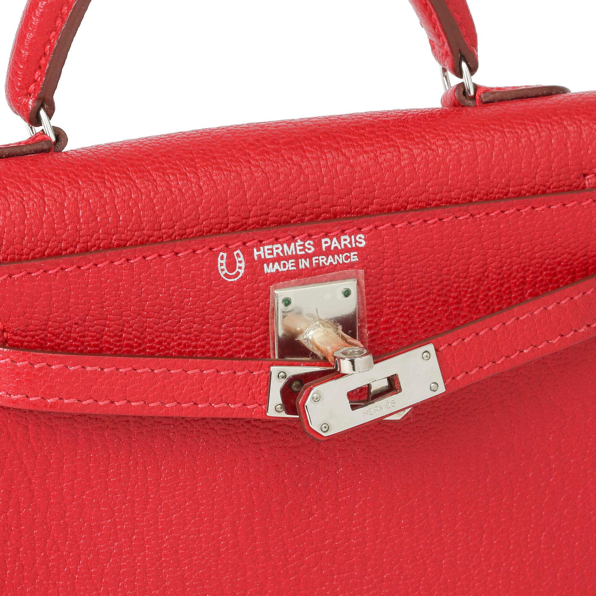 Donna Hermès Rouge Casaque Chevre Mysore Pelle Ordine speciale HSS Kelly 15cm Sellier
