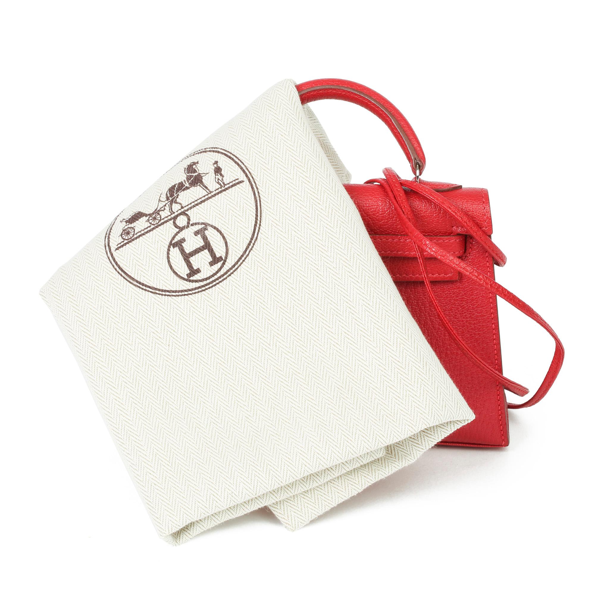 Hermès Rouge Casaque Chevre Mysore Pelle Ordine speciale HSS Kelly 15cm Sellier 2
