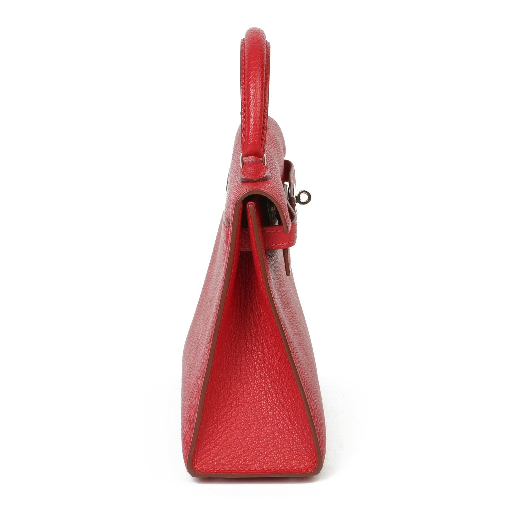 Hermès Rouge Casaque Chevre Mysore Pelle Ordine speciale HSS Kelly 15cm Sellier 3