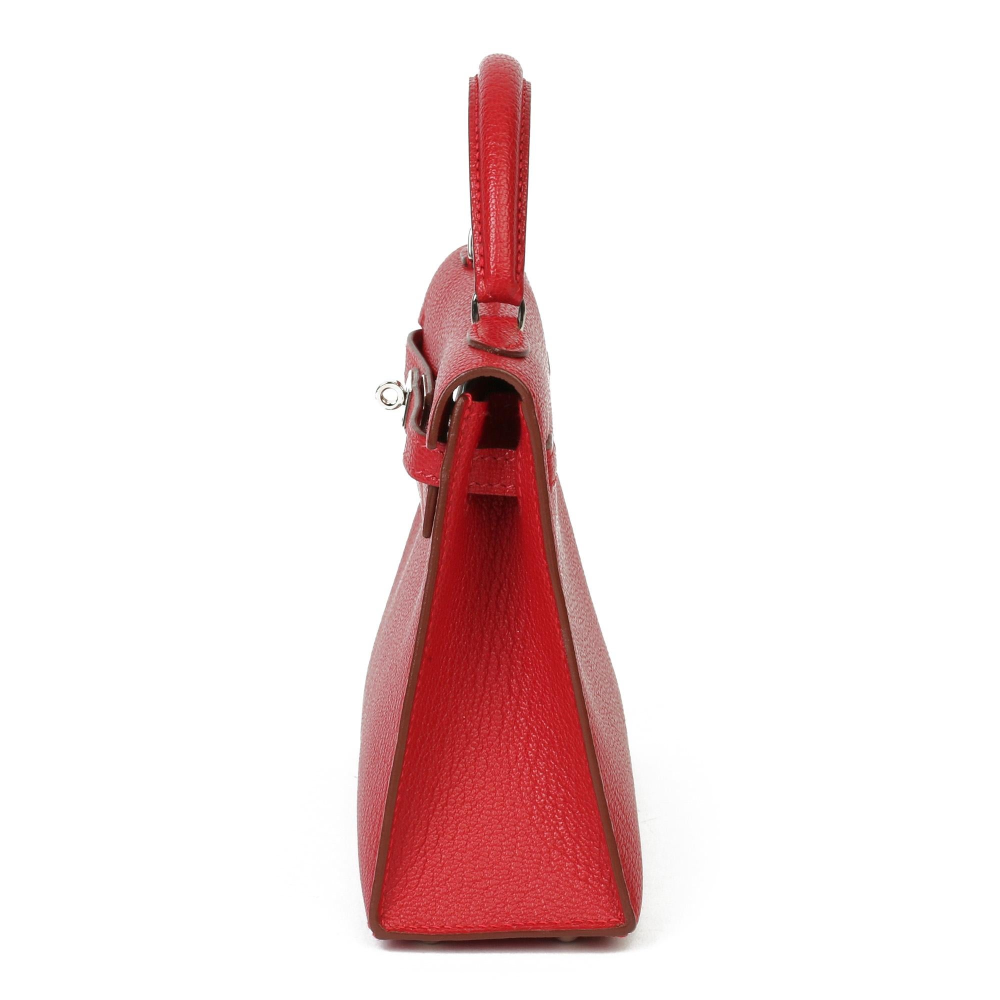 Hermès Rouge Casaque Chevre Mysore Pelle Ordine speciale HSS Kelly 15cm Sellier 4
