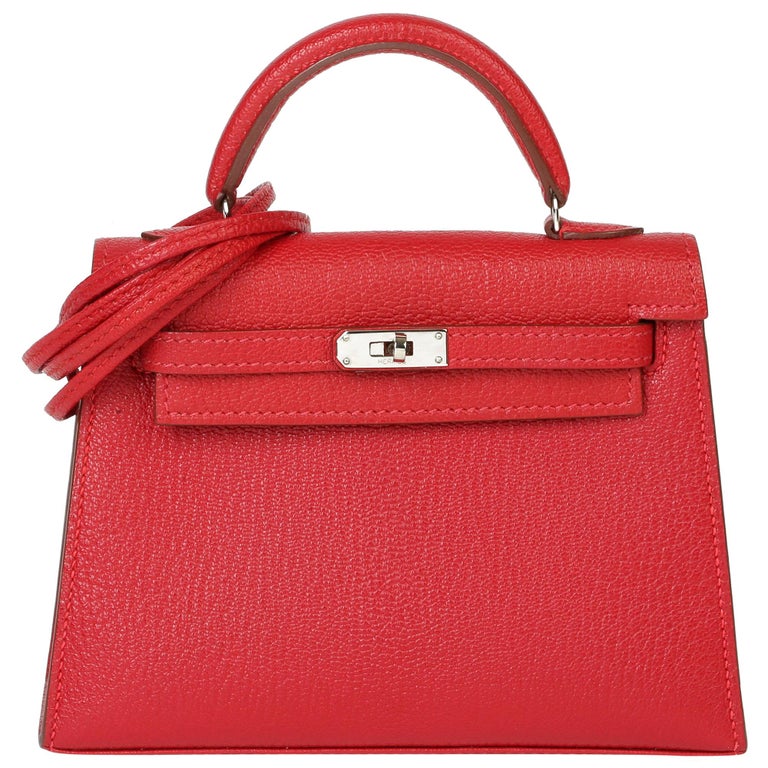 Hermès Rouge Casaque Chevre Mysore Leather Special Order HSS Kelly 15cm  Sellier