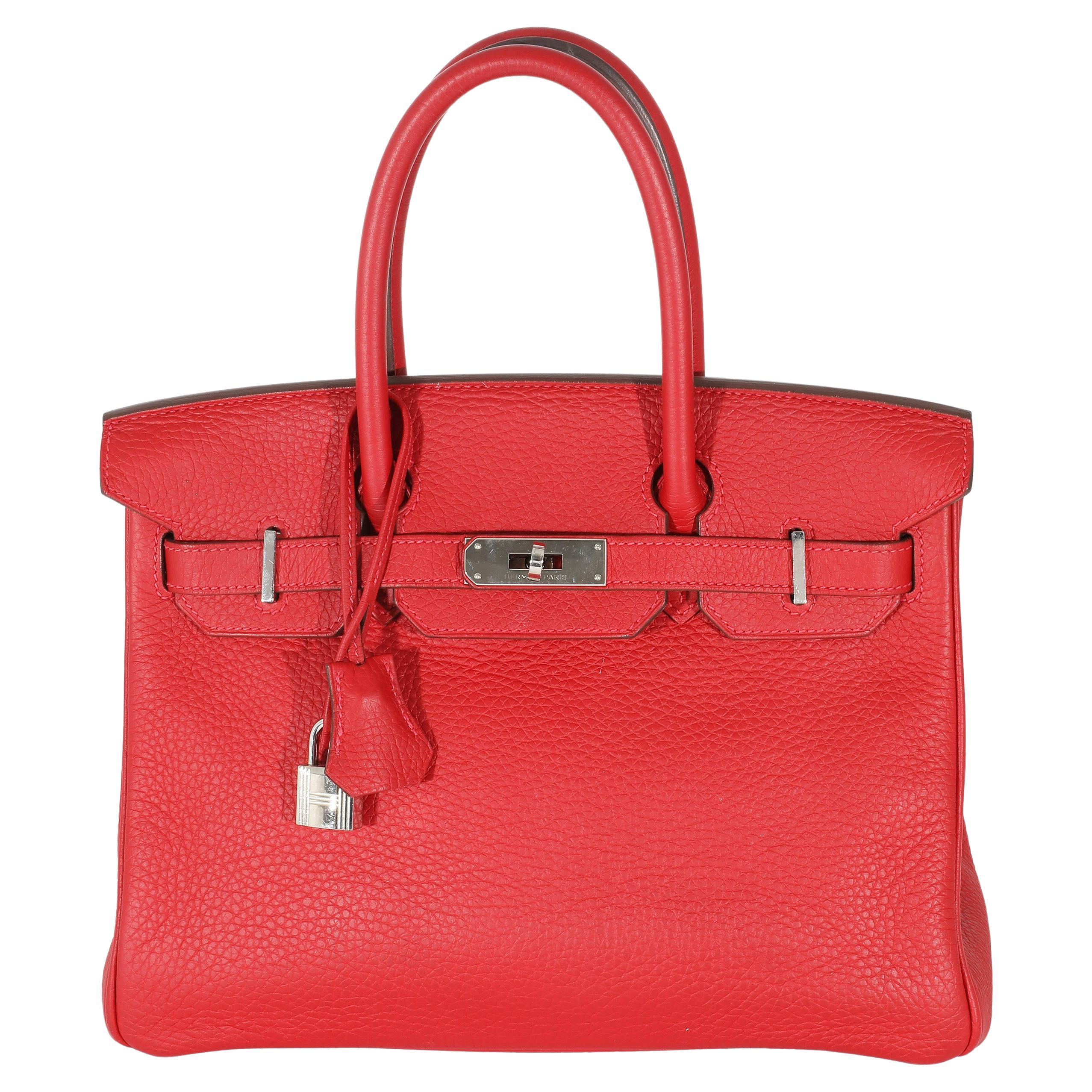 Hermès Rouge Casaque Clemence Birkin 30 PHW en vente