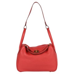 Hermès Rouge Casaque Clemence Leather Lindy 26