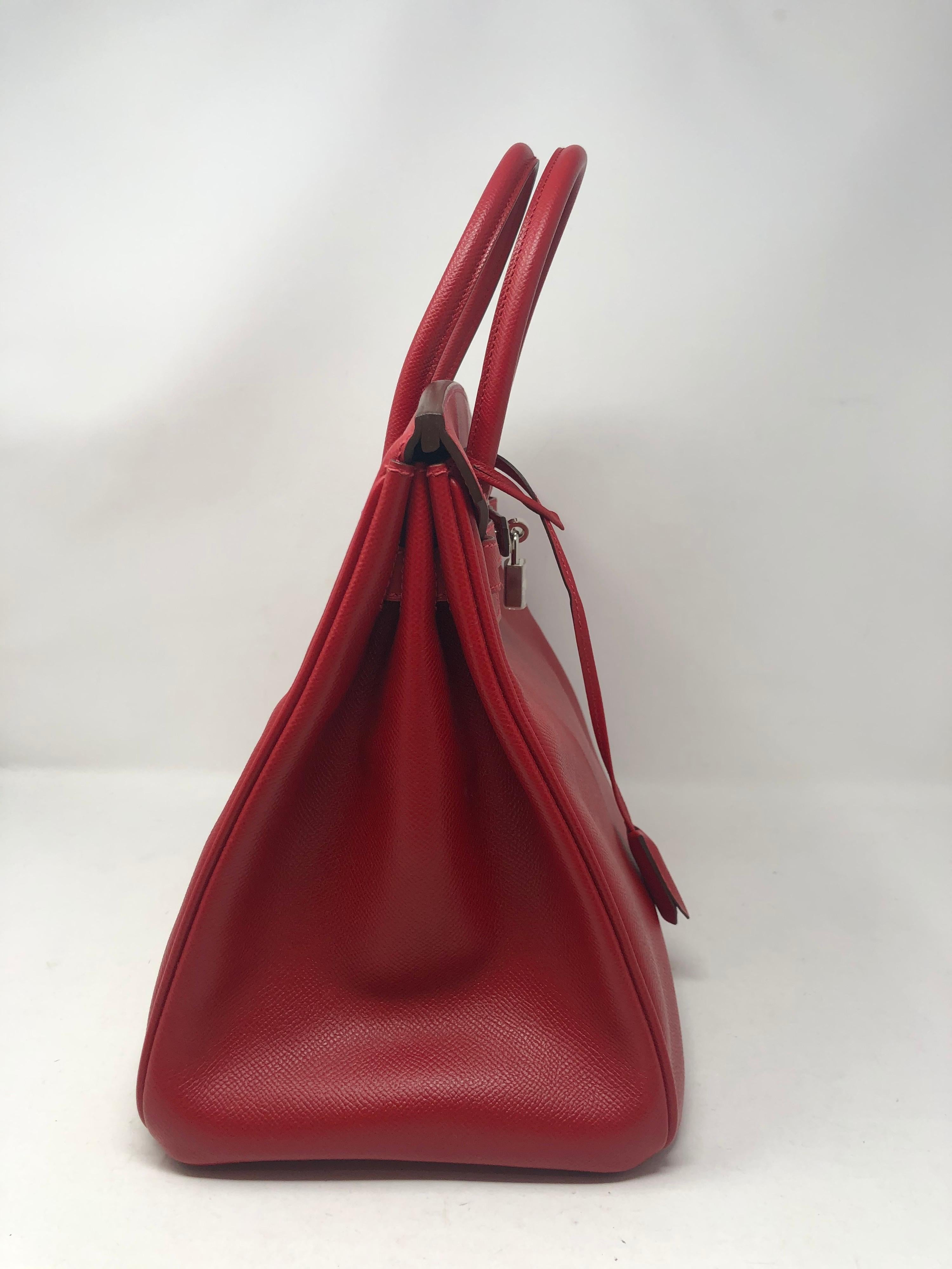 Women's or Men's Hermes Rouge Casaque Epsom Birkin 35 Bag
