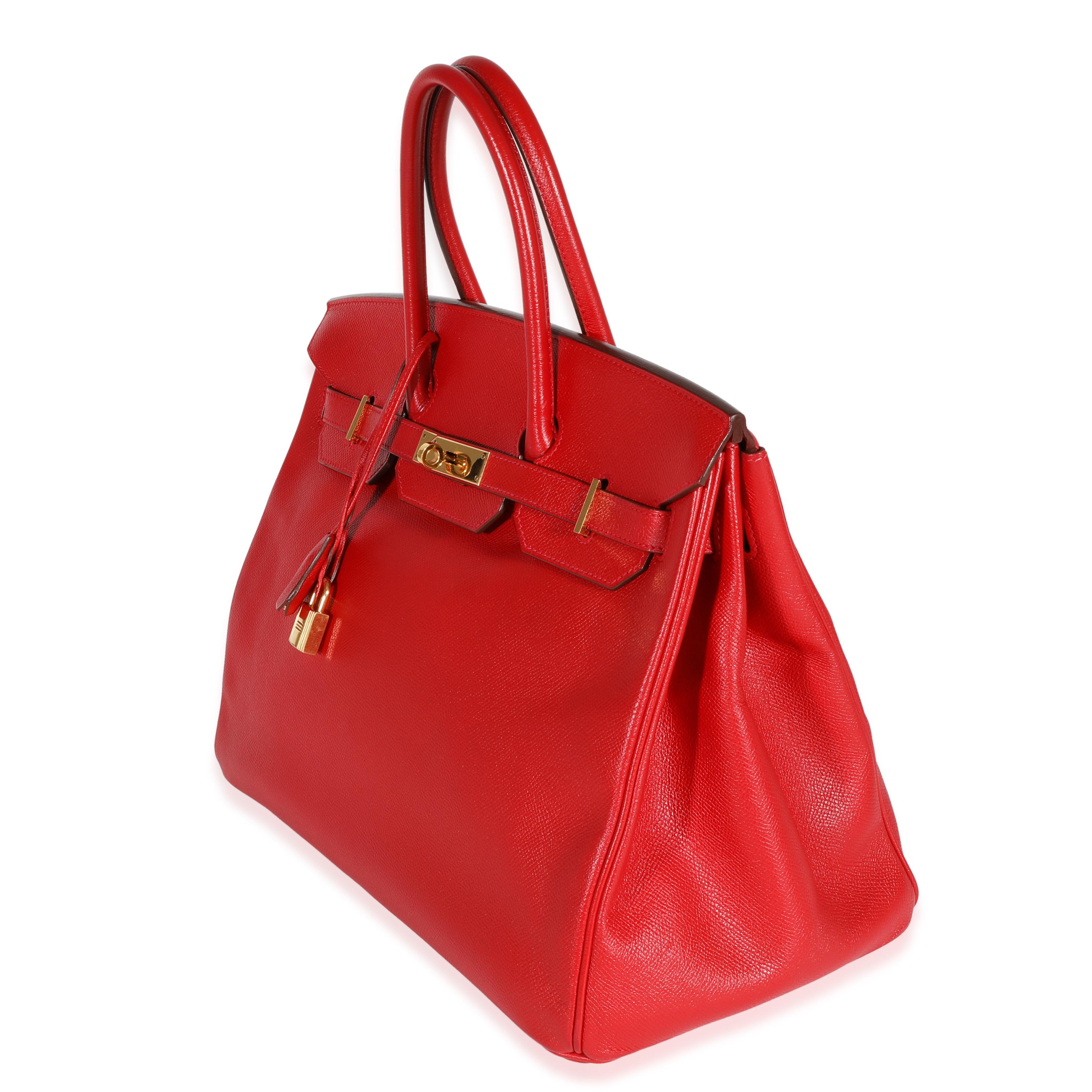 Hermès Rouge Casaque Epsom Birkin 35 GHW In Excellent Condition For Sale In New York, NY