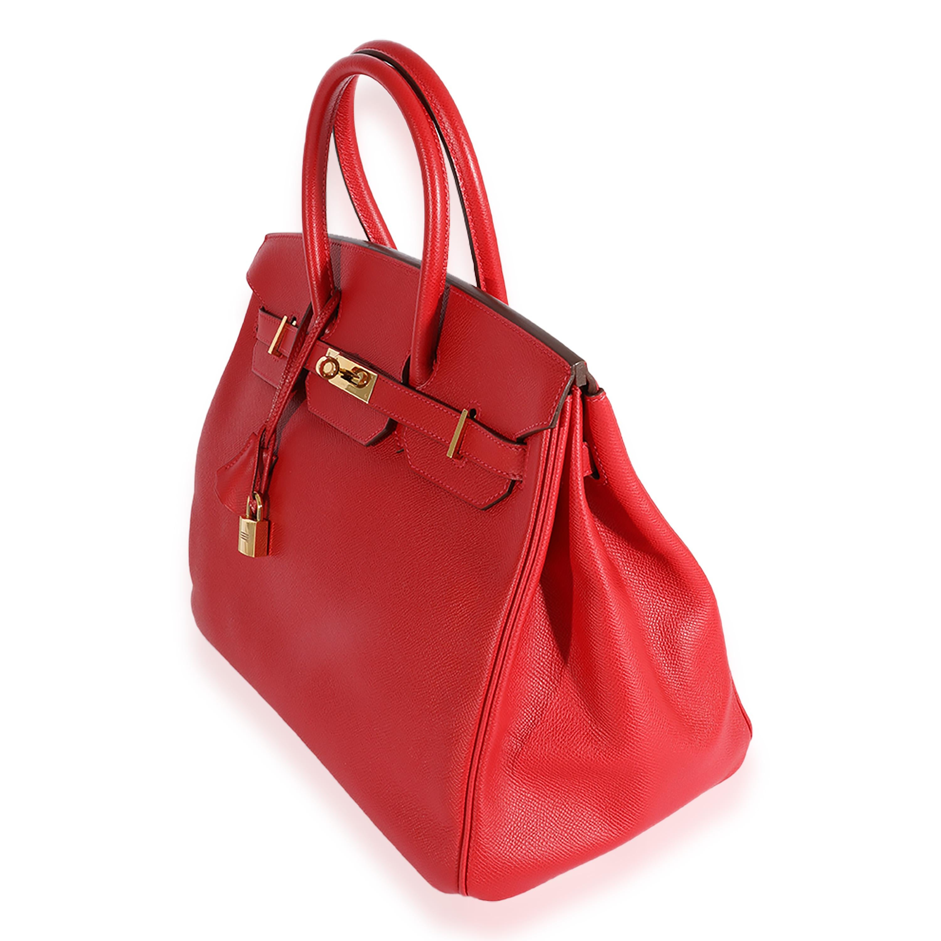 Hermès Rouge Casaque Epsom Birkin 35 GHW In Excellent Condition For Sale In New York, NY