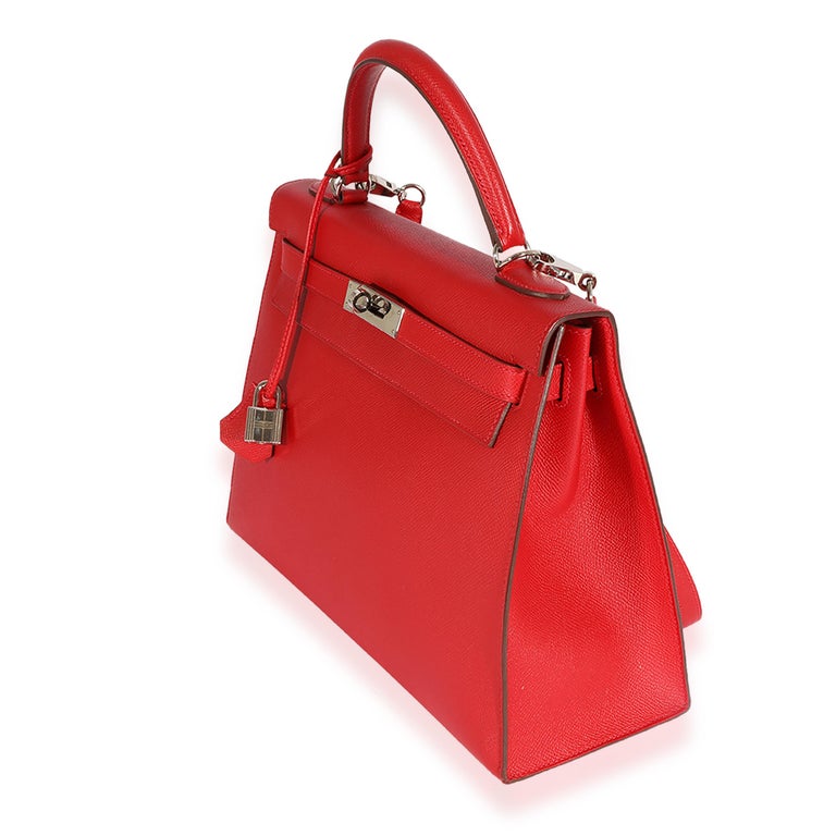 Hermes Rouge Casaque Epsom Kelly Sellier 32 In Excellent Condition For Sale In New York, NY