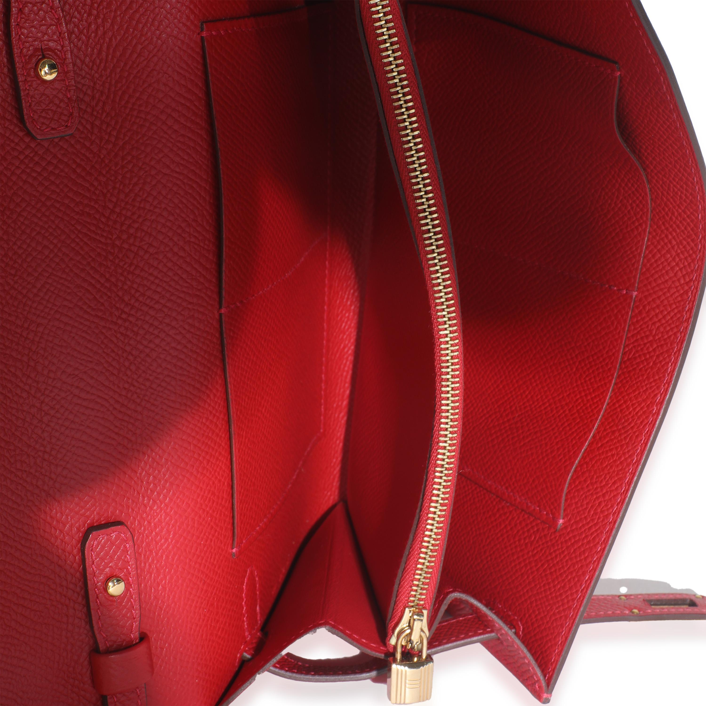 De las mujeres Hermès Rouge Casaque Epsom Kelly To Go GHW en venta