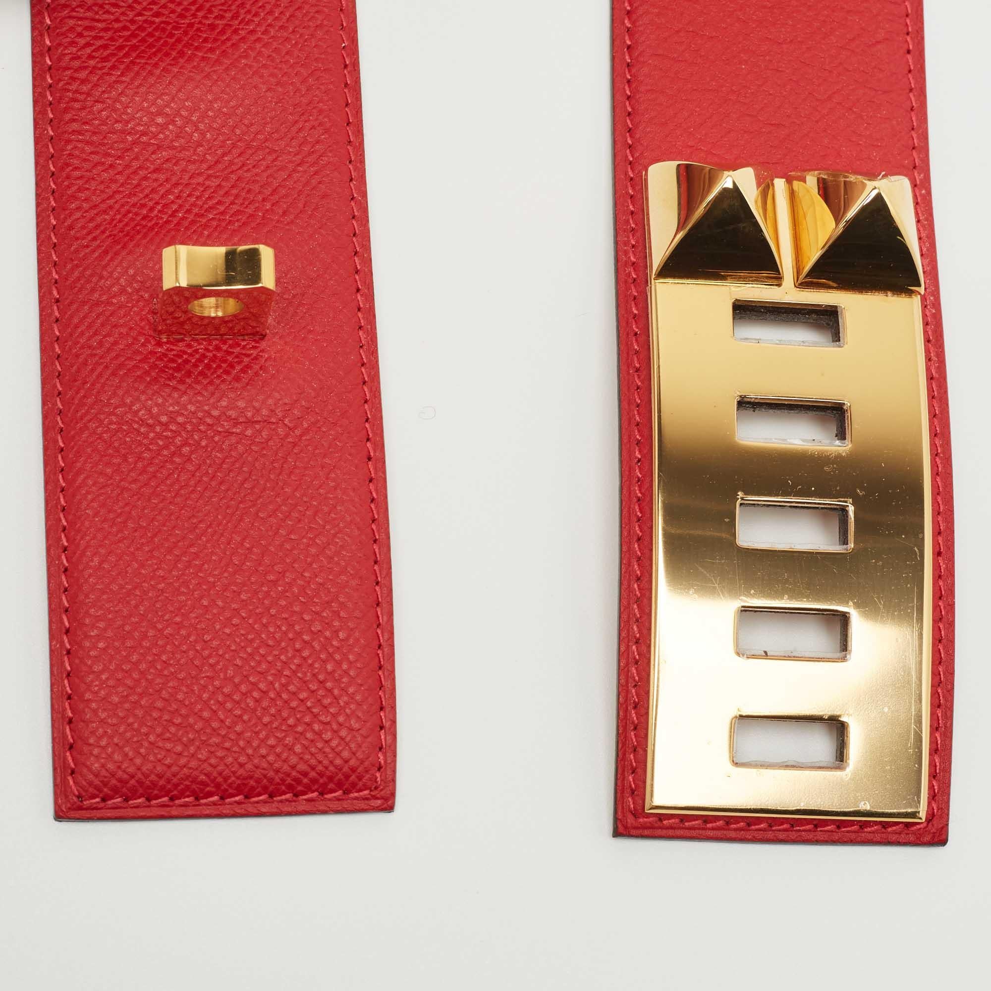 Hermes Rouge Casaque Epsom Leather Collier De Chien Belt 75CM 2