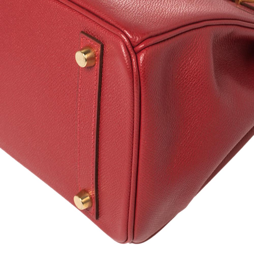 Hermes Rouge Casaque Epsom Leather Gold Finish Birkin 30 Bag 4