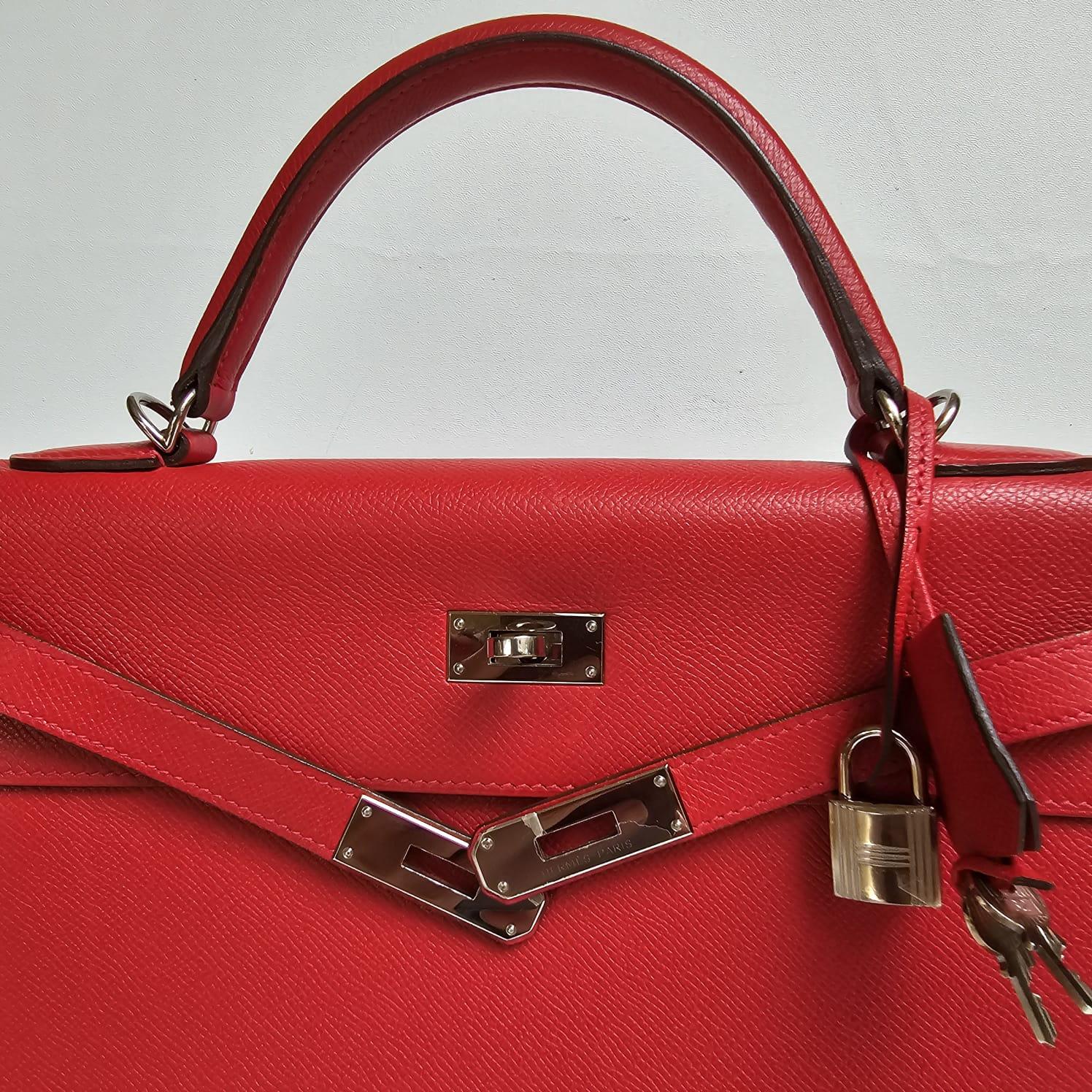 Hermes Rouge Casaque Epsom Sellier Kelly 32 Bag 5