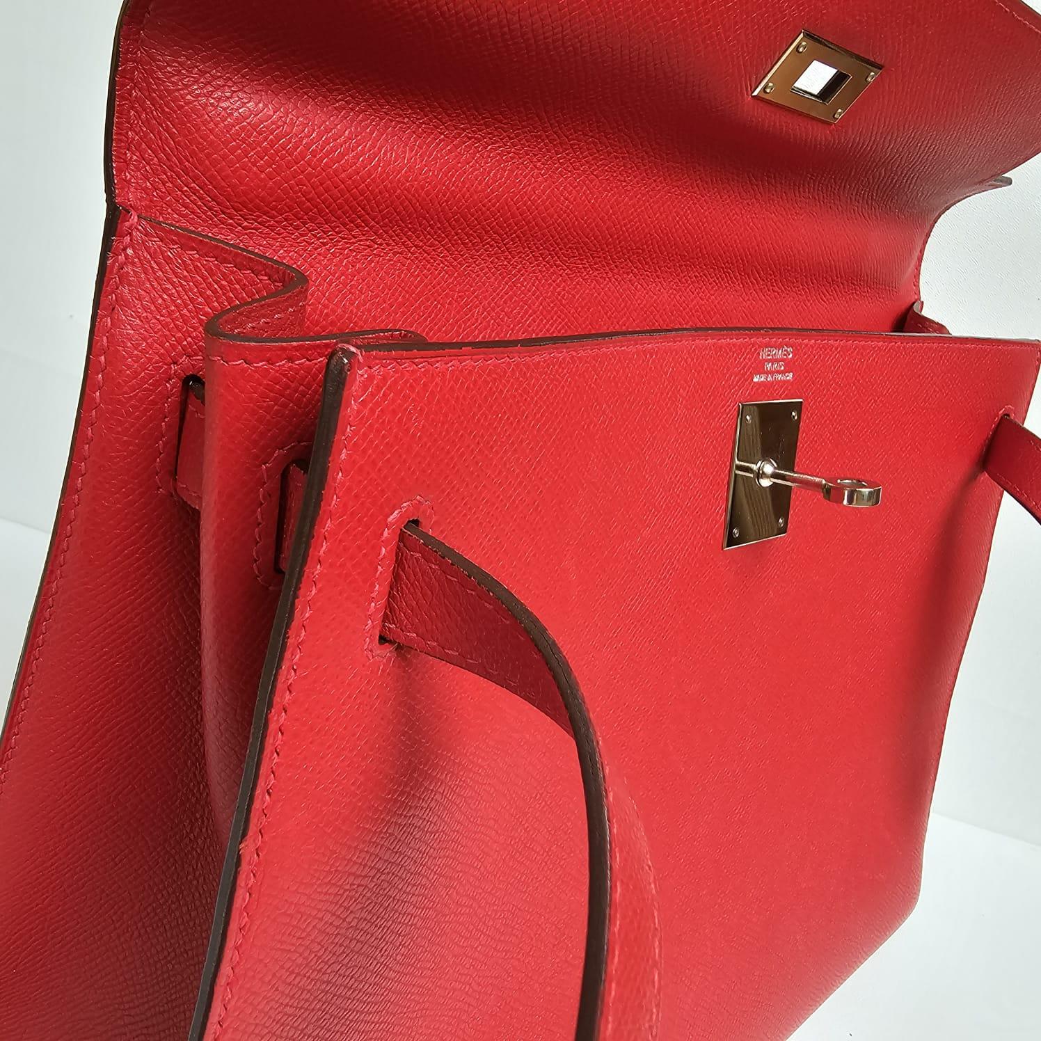 Hermes Rouge Casaque Epsom Sellier Kelly 32 Bag 9