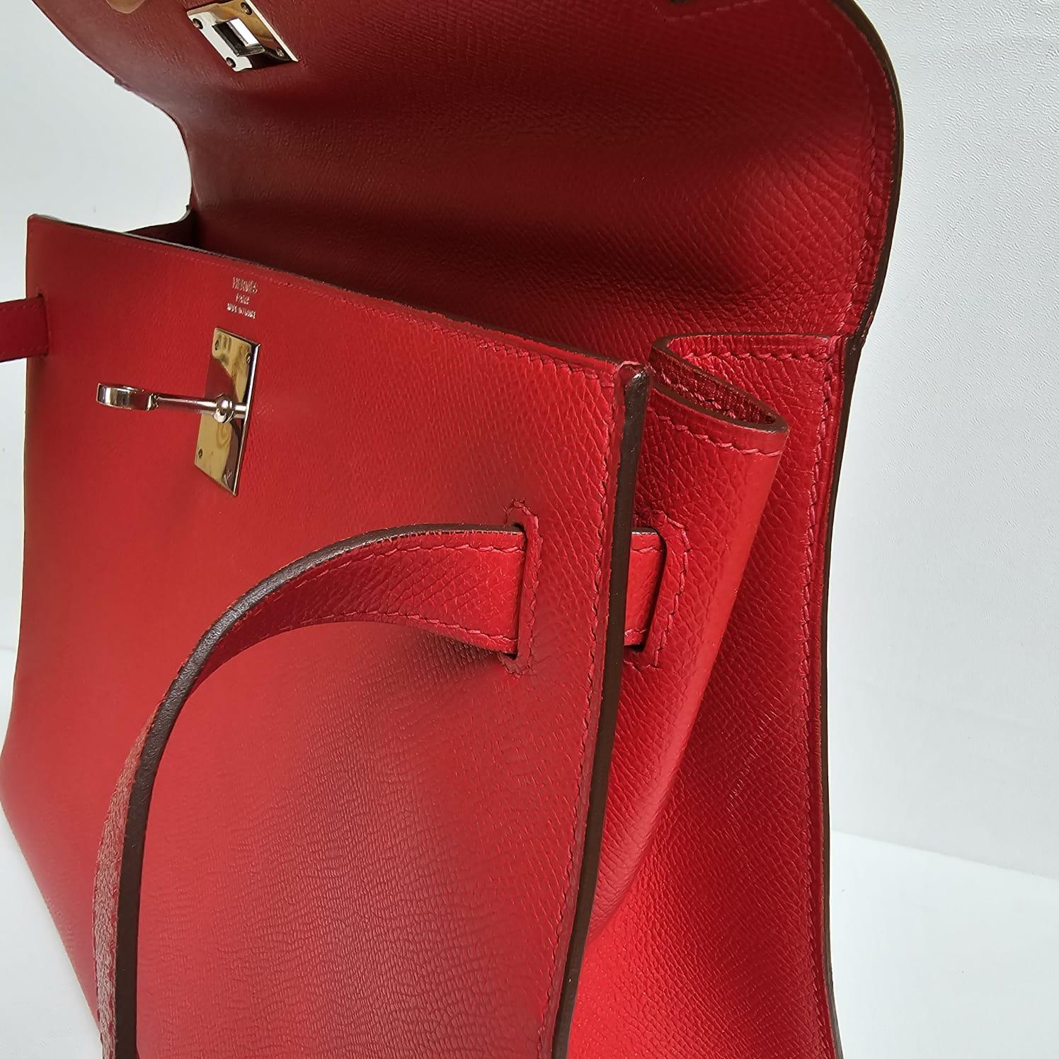 Hermes Rouge Casaque Epsom Sellier Kelly 32 Bag 10