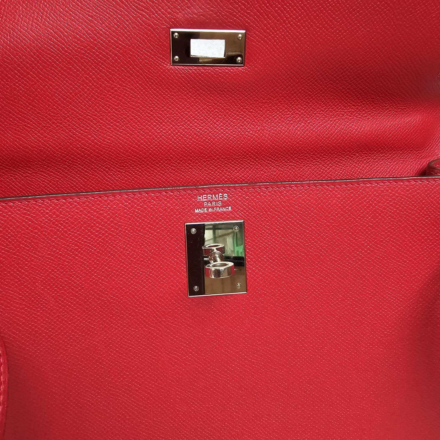 Hermes Rouge Casaque Epsom Sellier Kelly 32 Bag 11