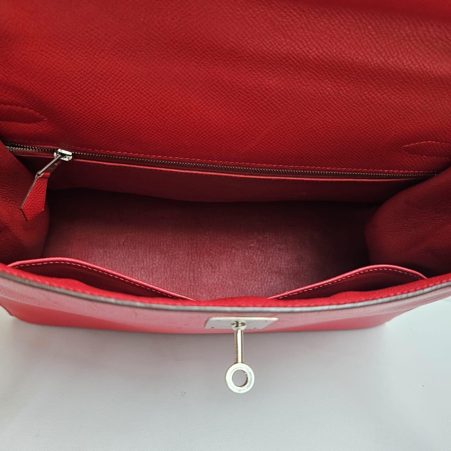 Hermes Rouge Casaque Epsom Sellier Kelly 32 Bag 12
