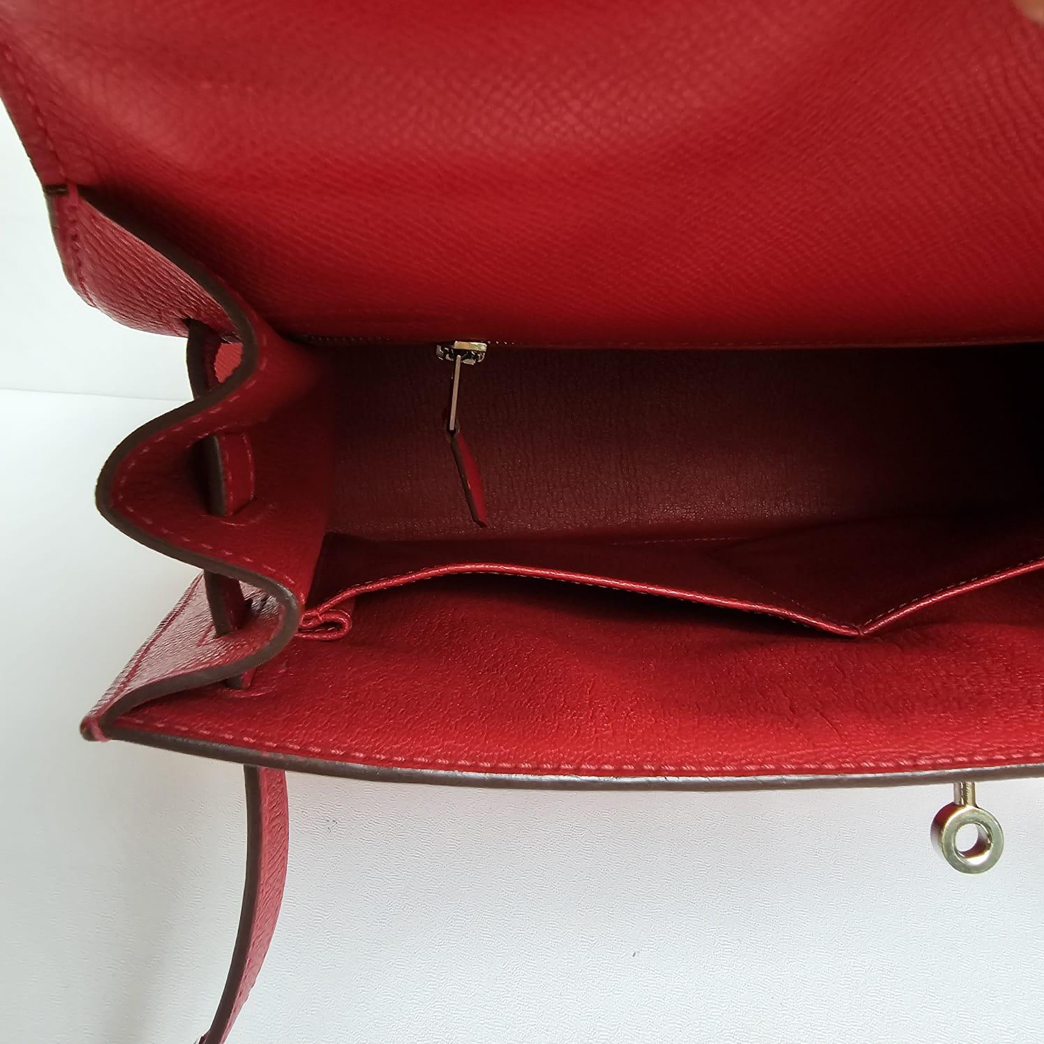 Hermes Rouge Casaque Epsom Sellier Kelly 32 Bag 13