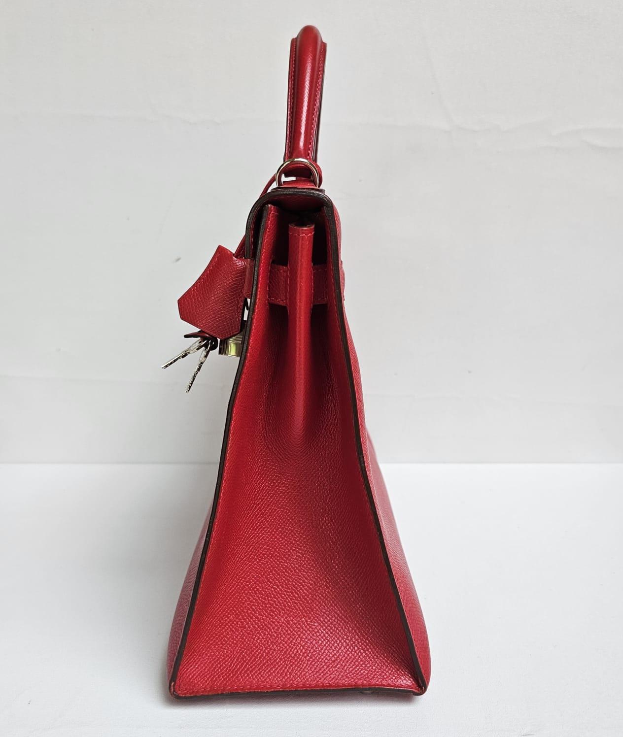 Hermes Rouge Casaque Epsom Sellier Kelly 32 Bag 3