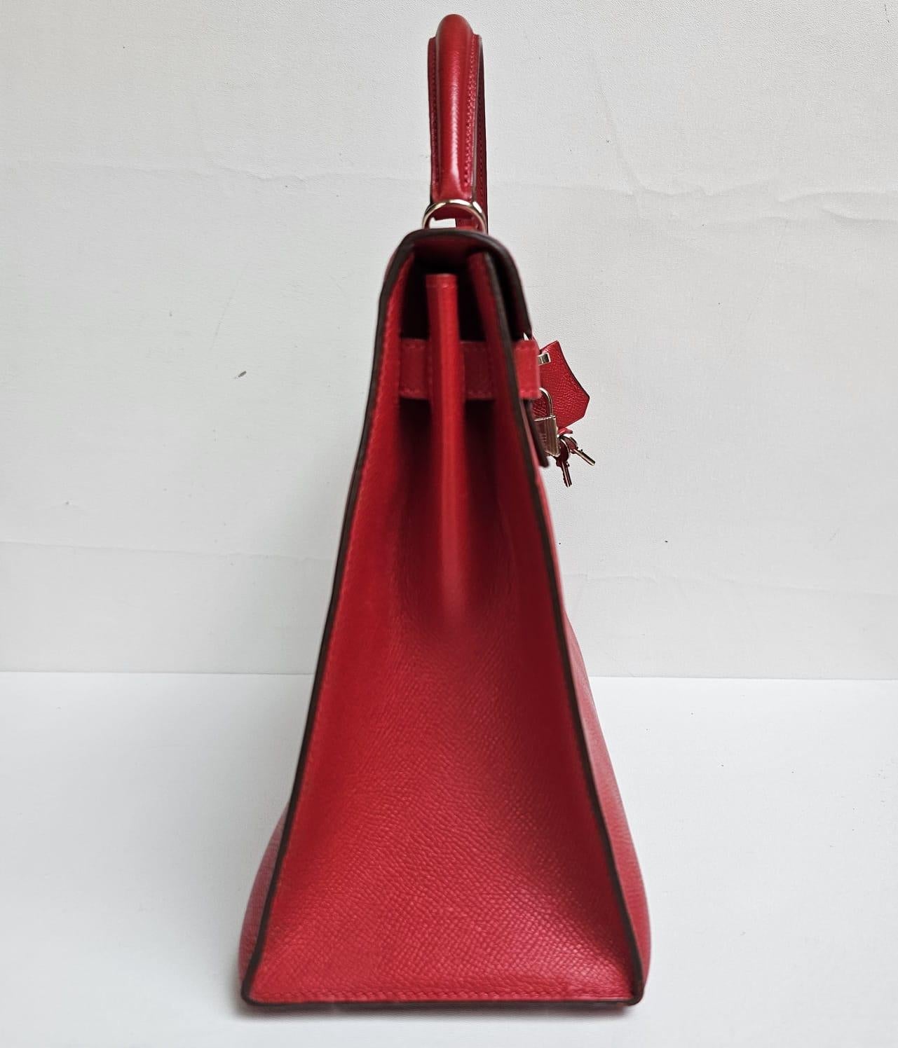 Hermes Rouge Casaque Epsom Sellier Kelly 32 Bag 4