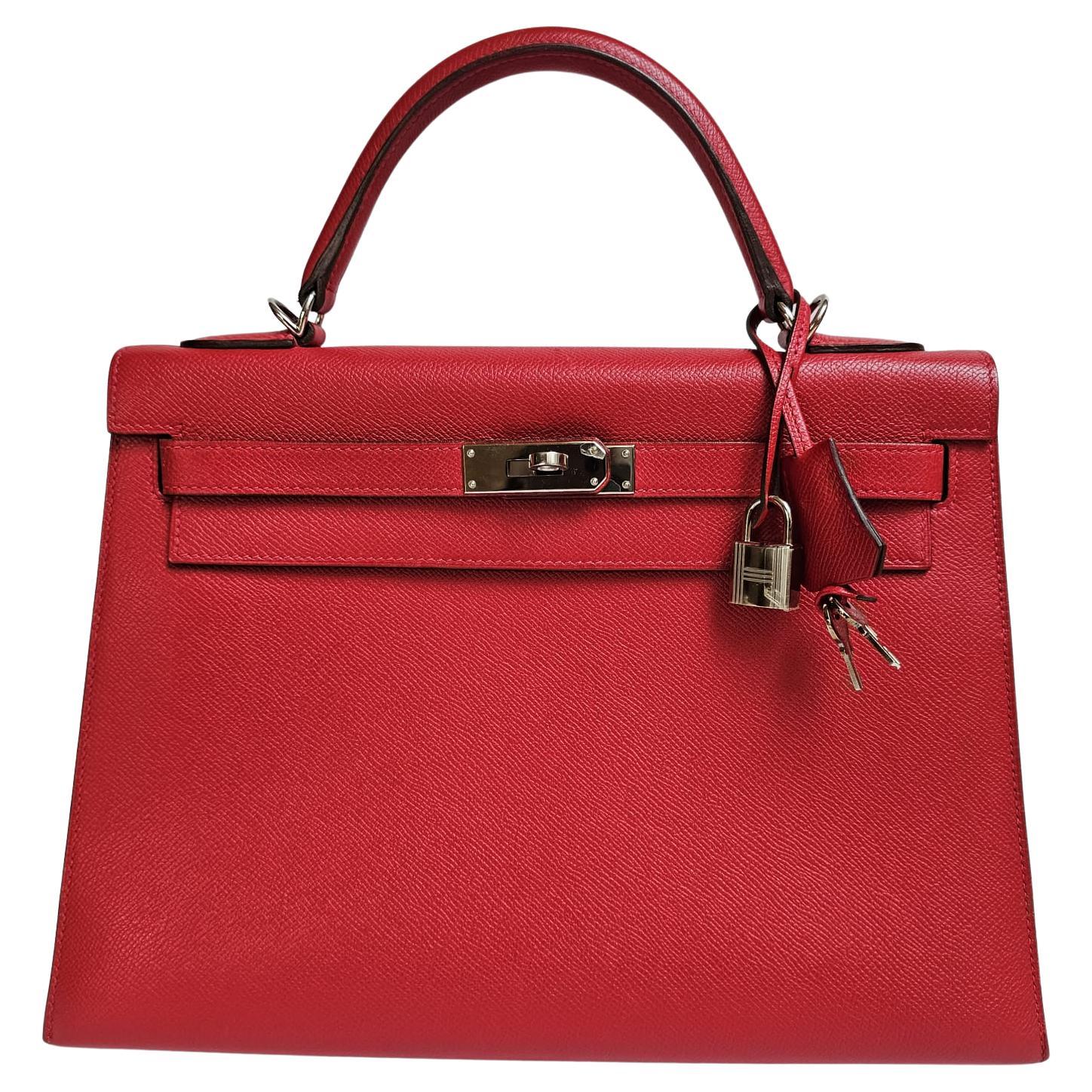 Hermes Rouge Casaque Epsom Sellier Kelly 32 Bag
