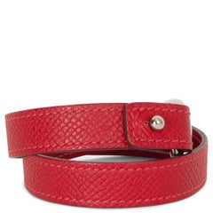 HERMES Rouge Casaque red Epsom leather PAVANE DOUBEL TOUR Bracelet