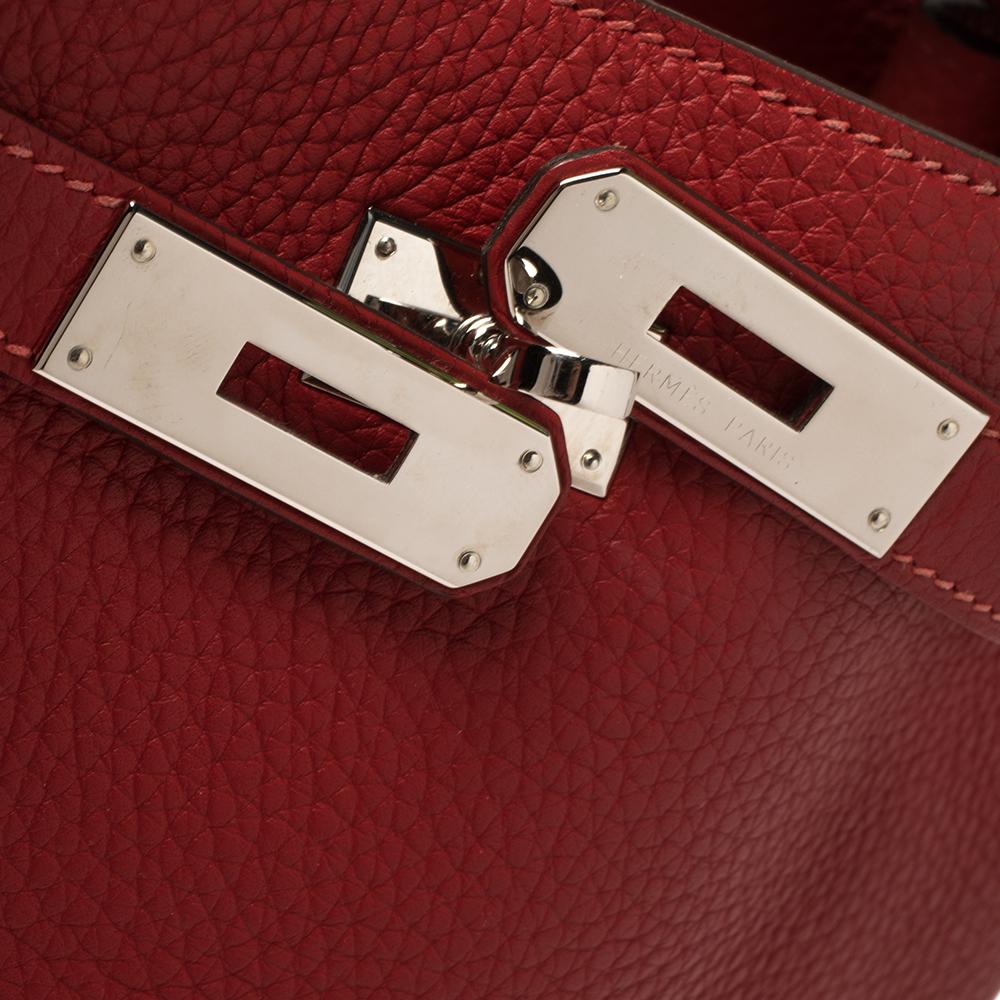 Hermes Rouge Casaque/Rose Jaipur Togo Leather Palladium Hardware So Kelly 26 Bag 5