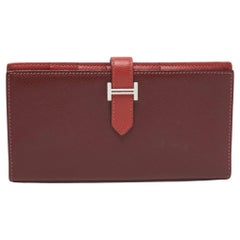 Hermes Rouge Casaque/Rouge H Epsom Leather Bearn Wallet