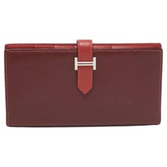 Hermes Rouge Casaque/Rouge H Epsom Leather Bearn Wallet