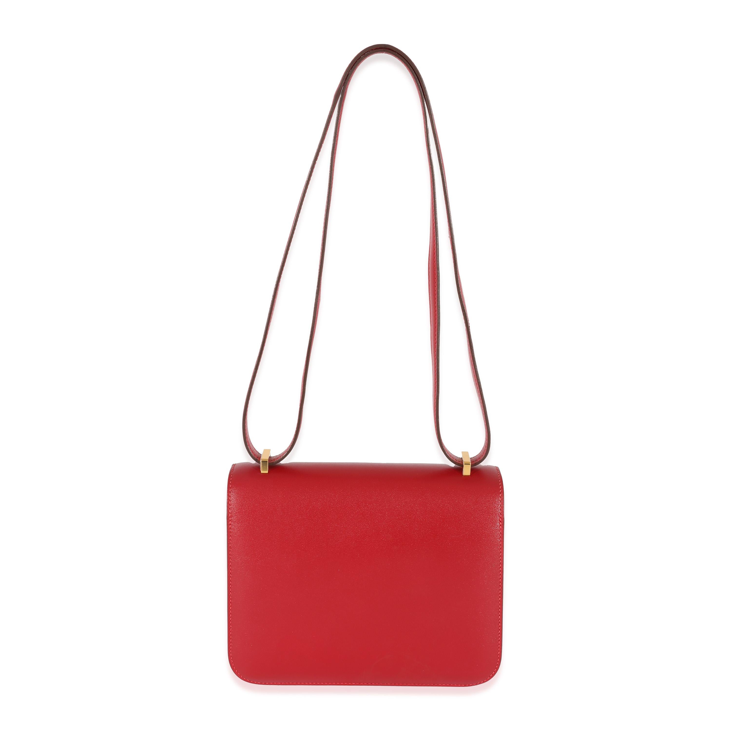 Hermes Rouge Casaque Swift Constance 18 GHW In Excellent Condition For Sale In New York, NY