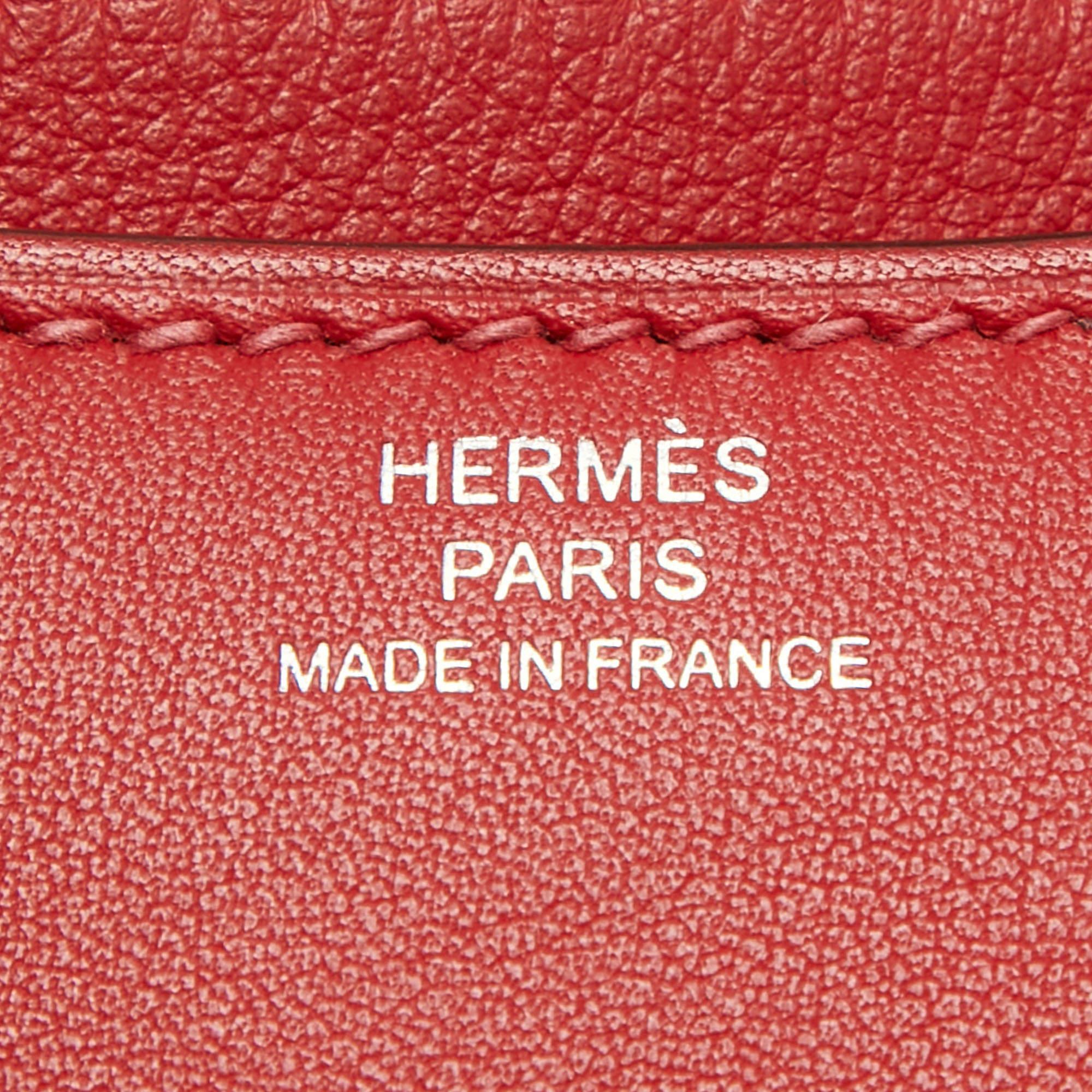 Hermes Rouge Casaque Swift Leather Palladium Finish Constance 18 Mini Bag 8