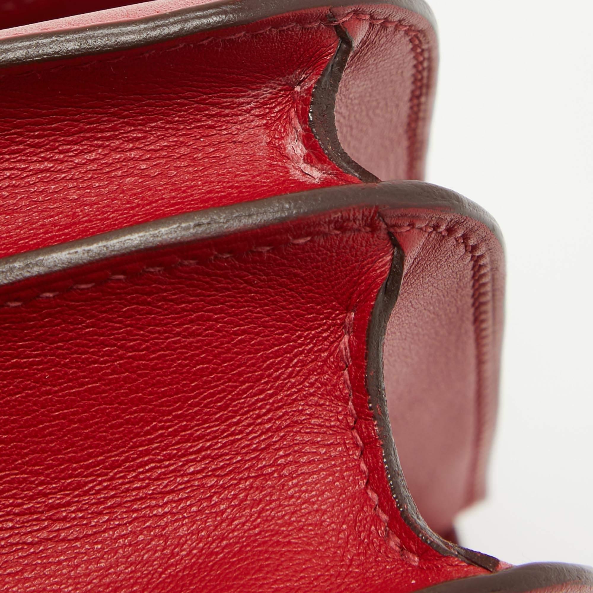 Hermes Rouge Casaque Swift Leather Palladium Finish Constance 18 Mini Bag 2