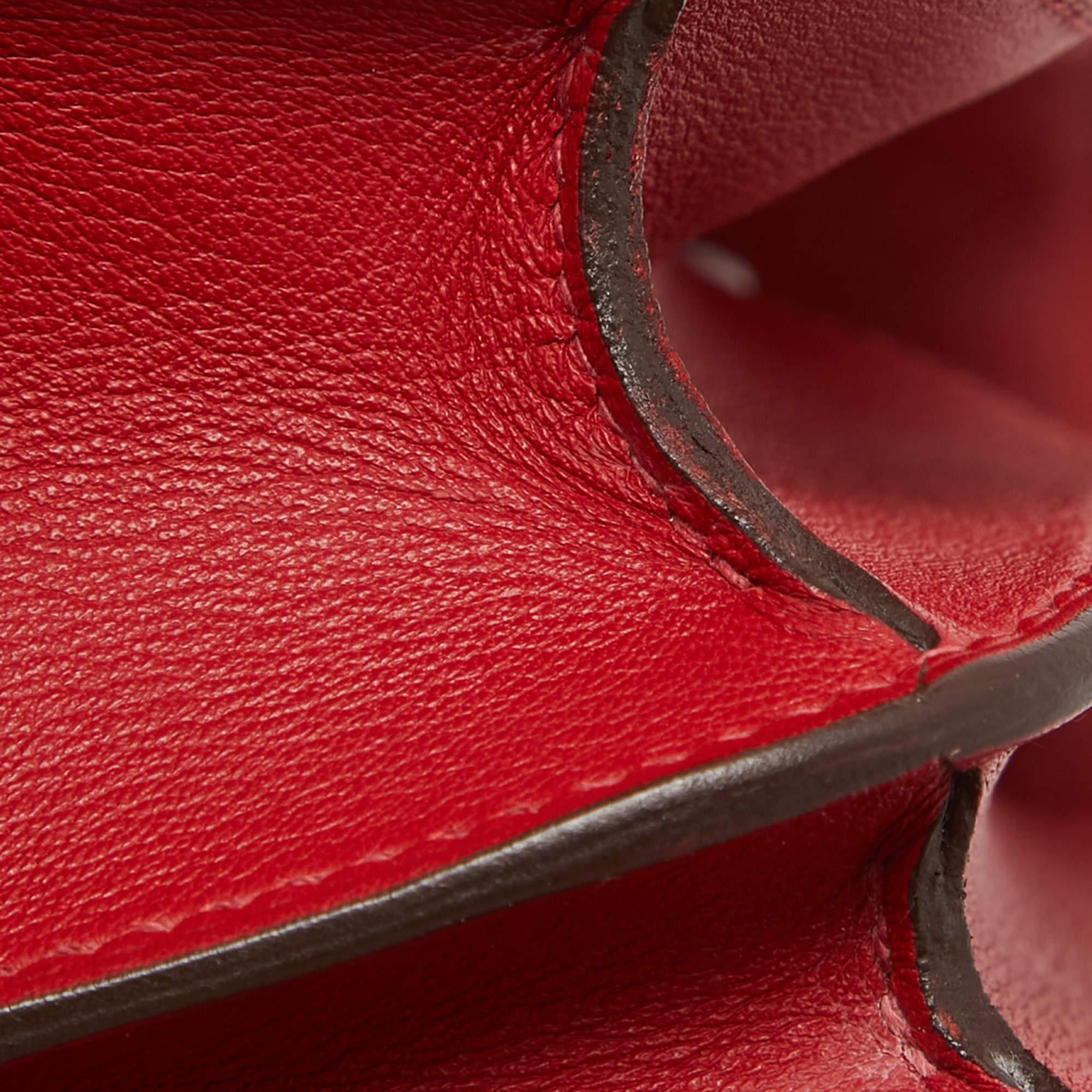 Hermes Rouge Casaque Swift Leather Palladium Finish Constance 18 Mini Bag 3