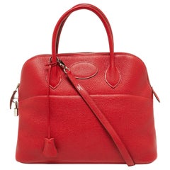 Borsa Hermes Rouge Casaque Taurillon Clemence in pelle Bolide Bolide 35