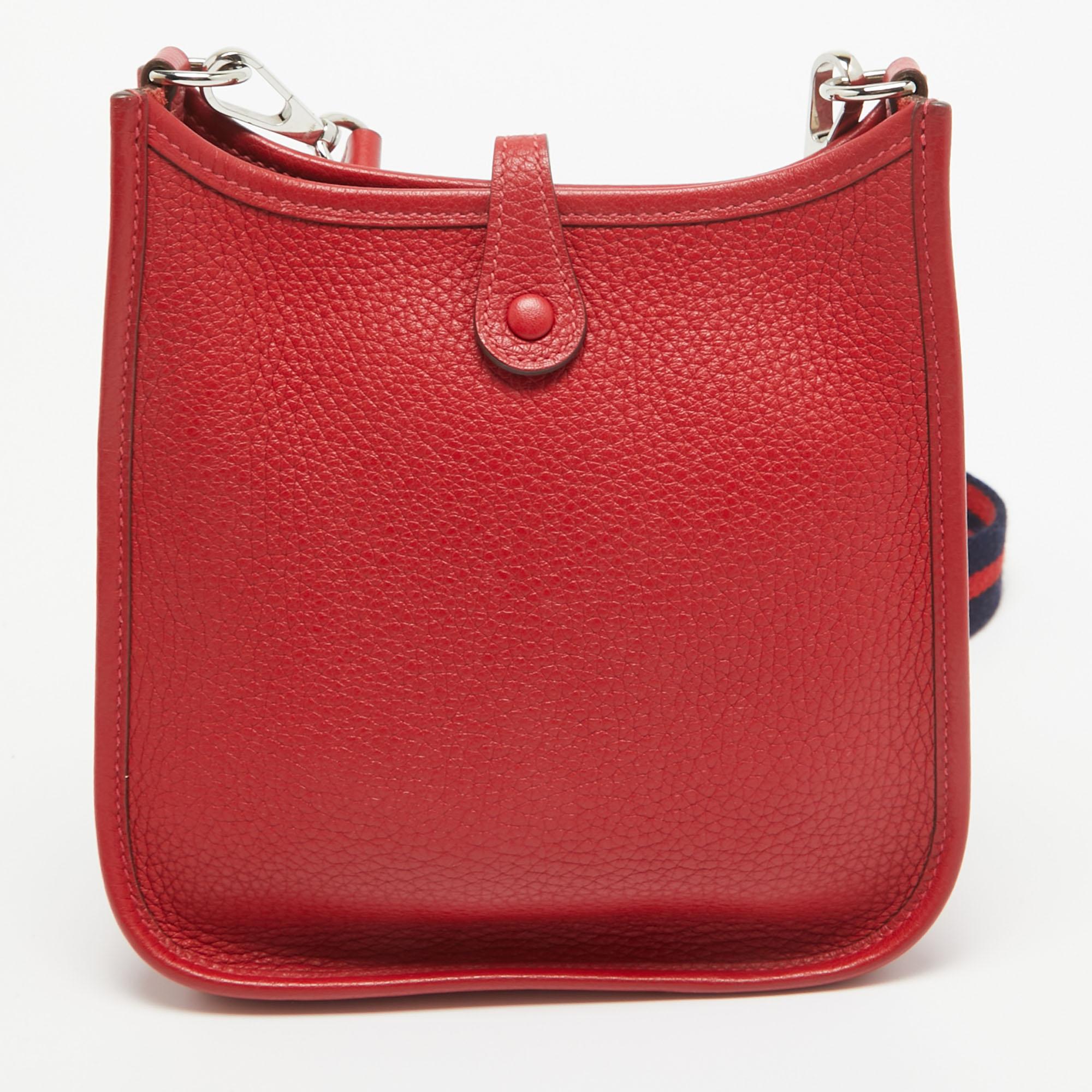 Hermès Rouge Casaque Taurillon Clemence Leather Evelyne Amazone TPM Bag For Sale 6