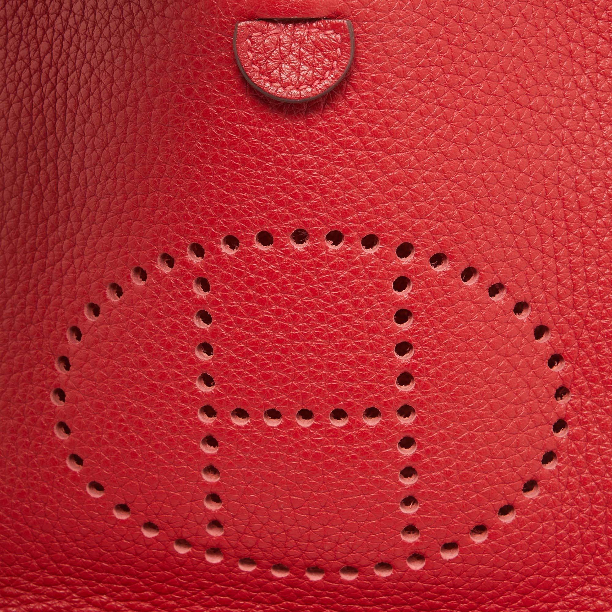 Hermès Rouge Casaque Taurillon Clemence Leather Evelyne Amazone TPM Bag 7