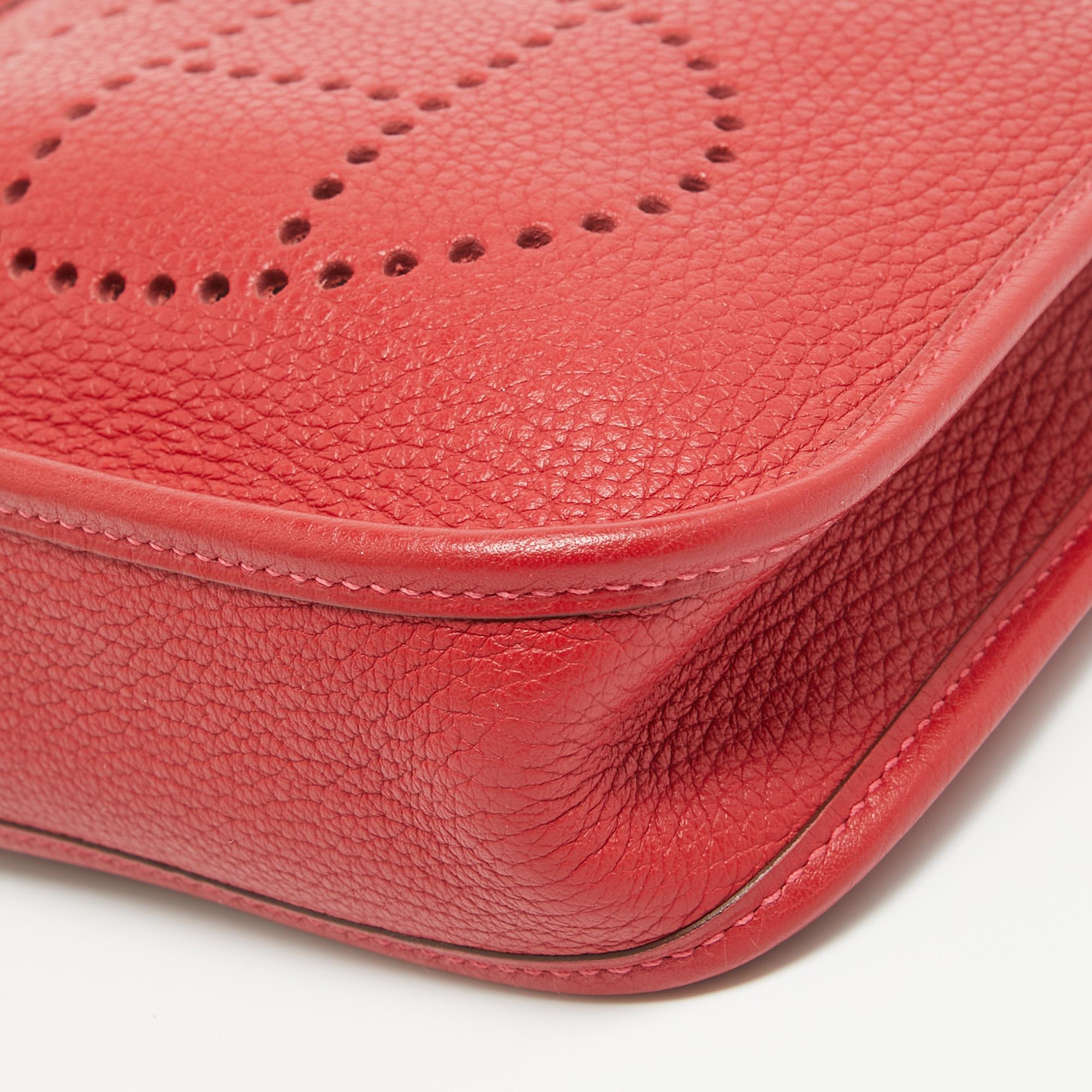 Hermès Rouge Casaque Taurillon Clemence Leather Evelyne Amazone TPM Bag 1