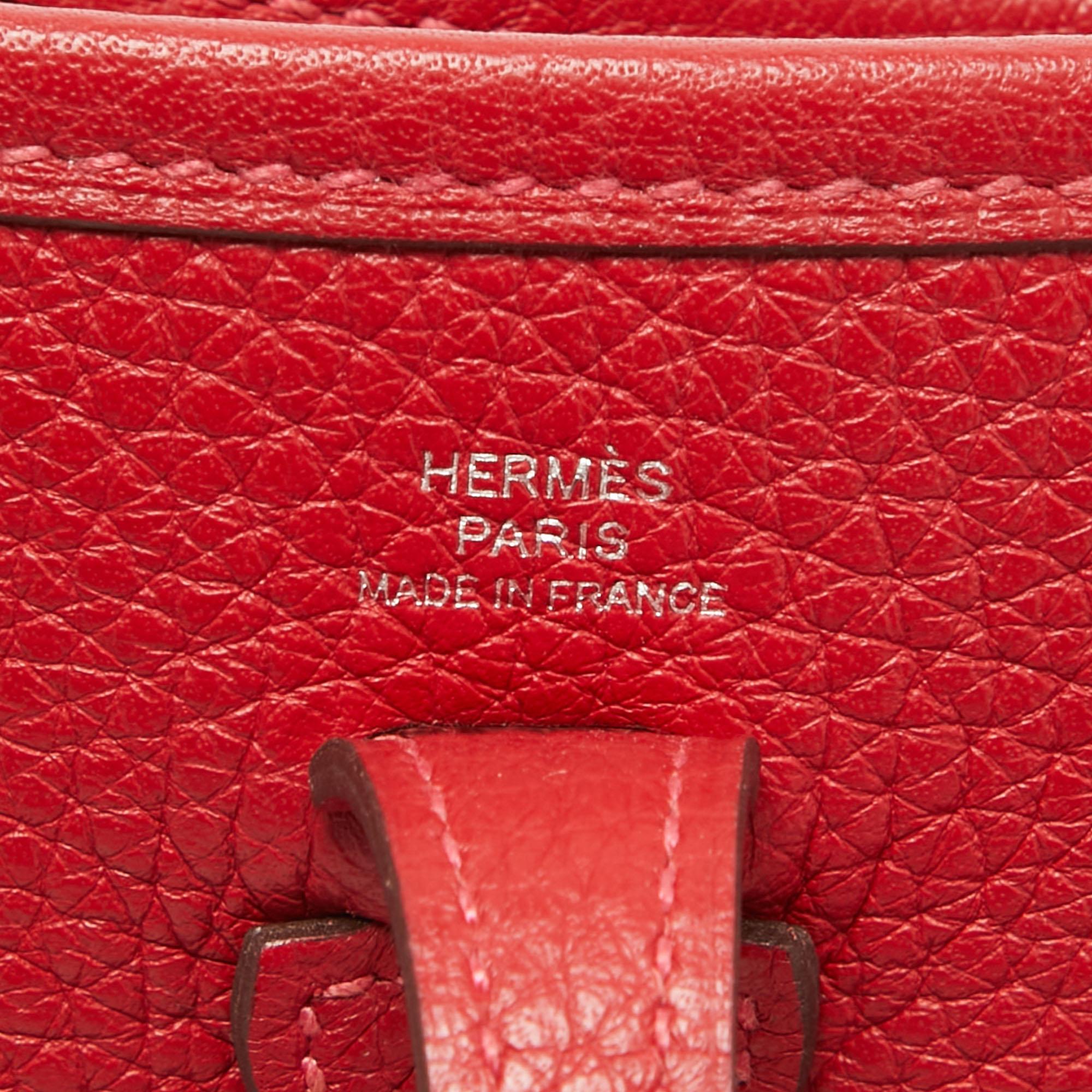 Hermès Rouge Casaque Taurillon Clemence Leather Evelyne Amazone TPM Bag For Sale 3