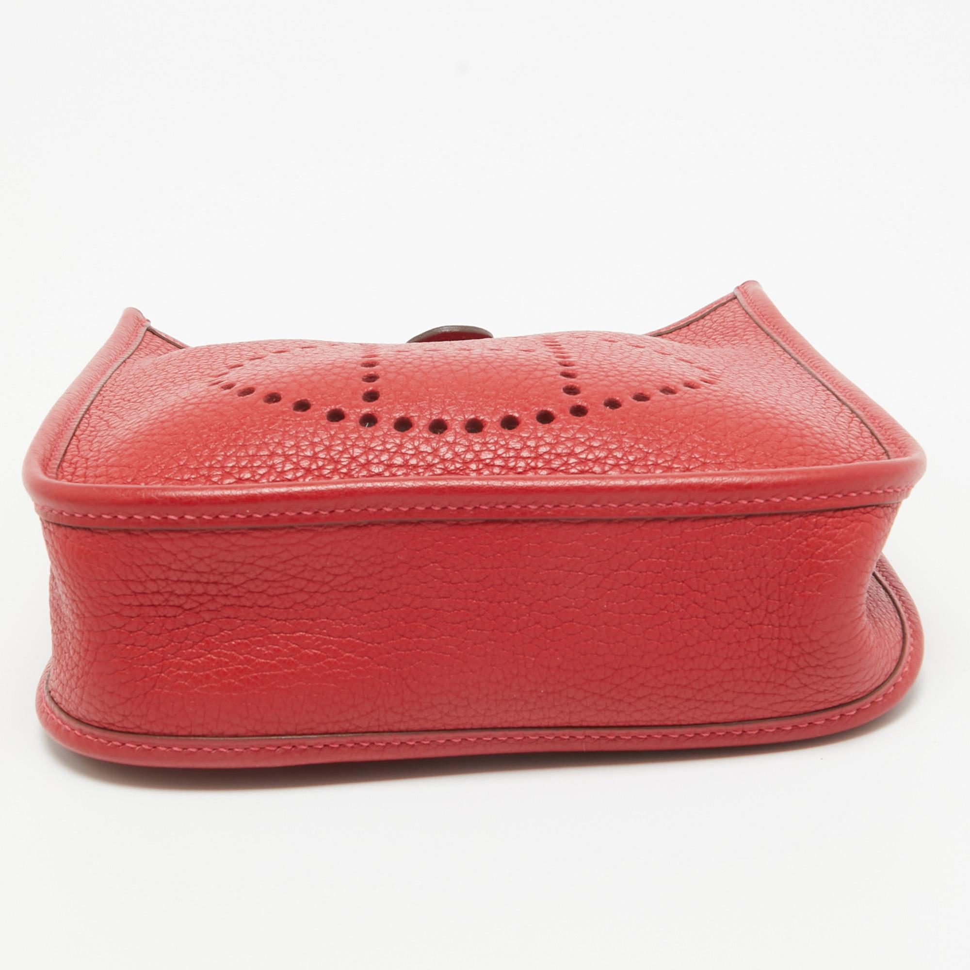 Hermès Rouge Casaque Taurillon Clemence Leather Evelyne Amazone TPM Bag 5