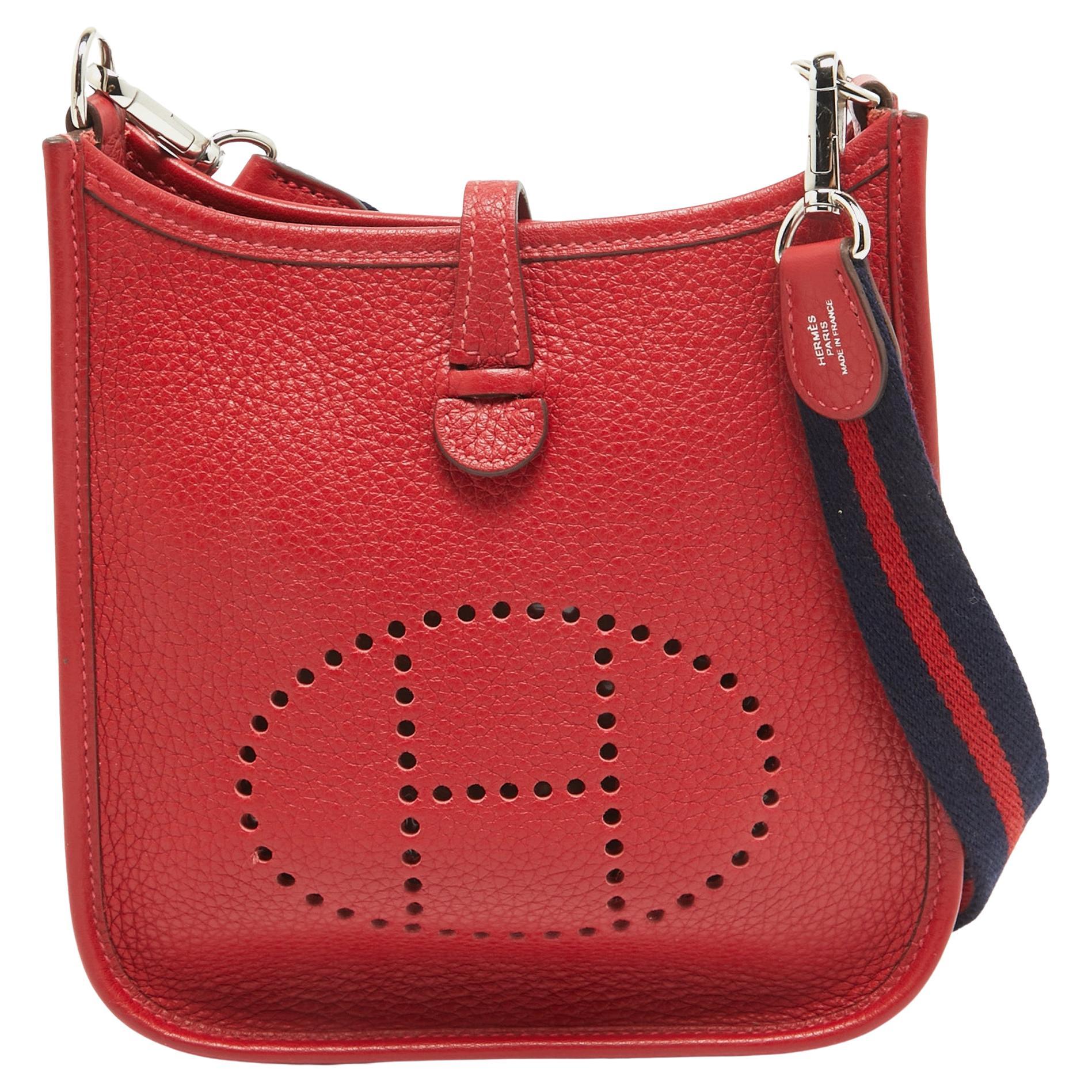 Hermès Rouge Casaque Taurillon Clemence Leather Evelyne Amazone TPM Bag For Sale